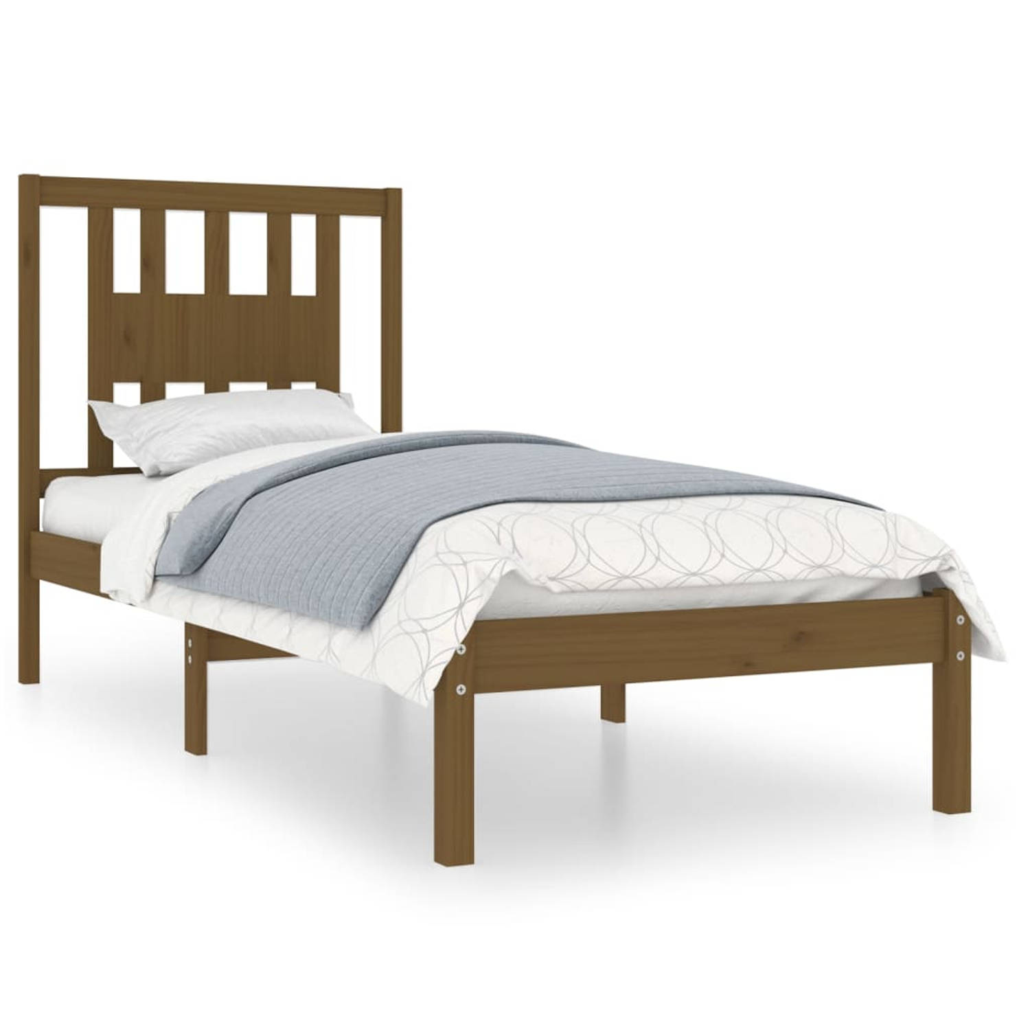 The Living Store Bedframe massief hout honingbruin 75x190 cm 2FT6 Small Single - Bedframe - Bedframes - Eenpersoonsbed - Bed - Bedombouw - Ledikant - Houten Bedframe - Eenpersoonsb