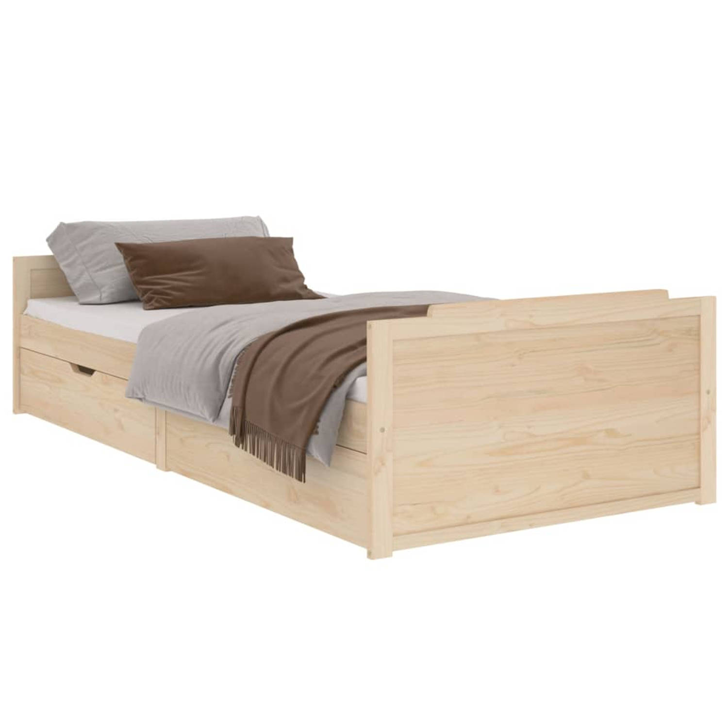 The Living Store Bedframe met lades massief grenenhout 90x200 cm - Bedframe - Bedframes - Bed - Ledikant - Houten Bedframe - Slaapmeubel - Bed Met Lade - Slaapkamermeubel - Bedden
