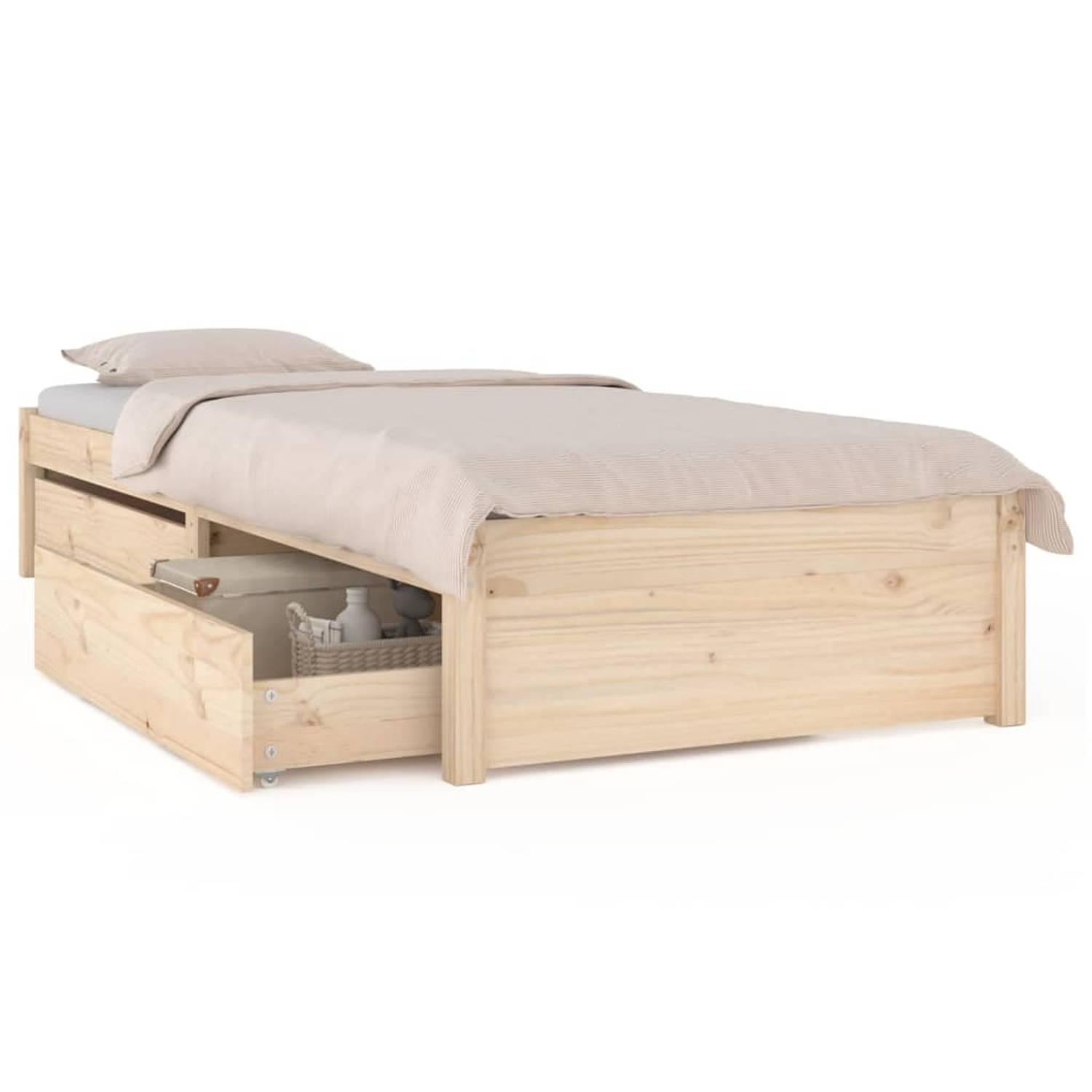 The Living Store Bedframe met lades 90x190 cm 3FT Single - Bedframe - Bedframes - Eenpersoonsbed - Bed - Bedombouw - Ledikant - Pallet Bedframe - Ledikant - Eenpersoonsbedden - Bed