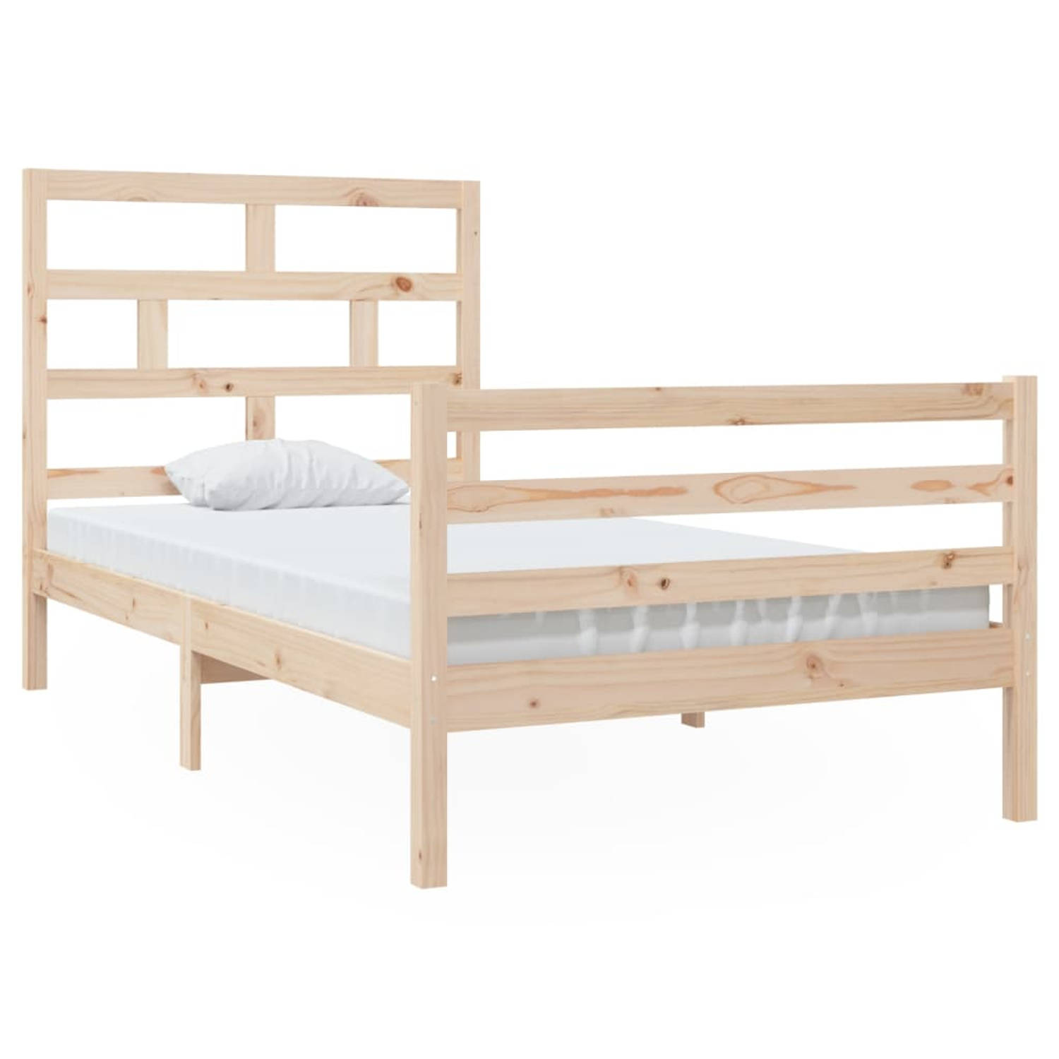 The Living Store Bedframe massief grenenhout 100x200 cm - Bedframe - Bedframes - Bed - Bedbodem - Ledikant - Bed Frame - Massief Houten Bedframe - Slaapmeubel - Eenpersoonsbed - Be