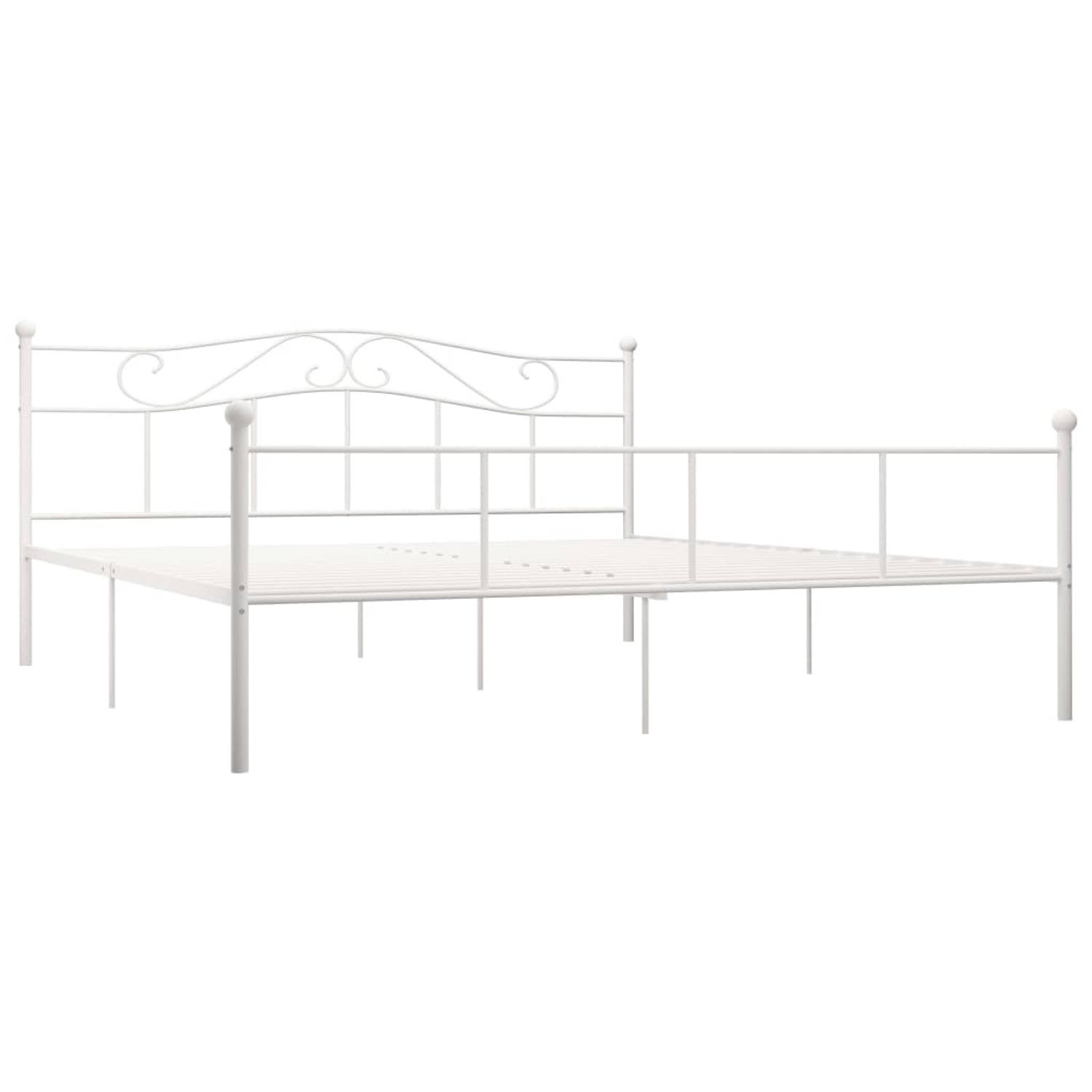 The Living Store Bedframe metaal wit 180x200 cm - Bed