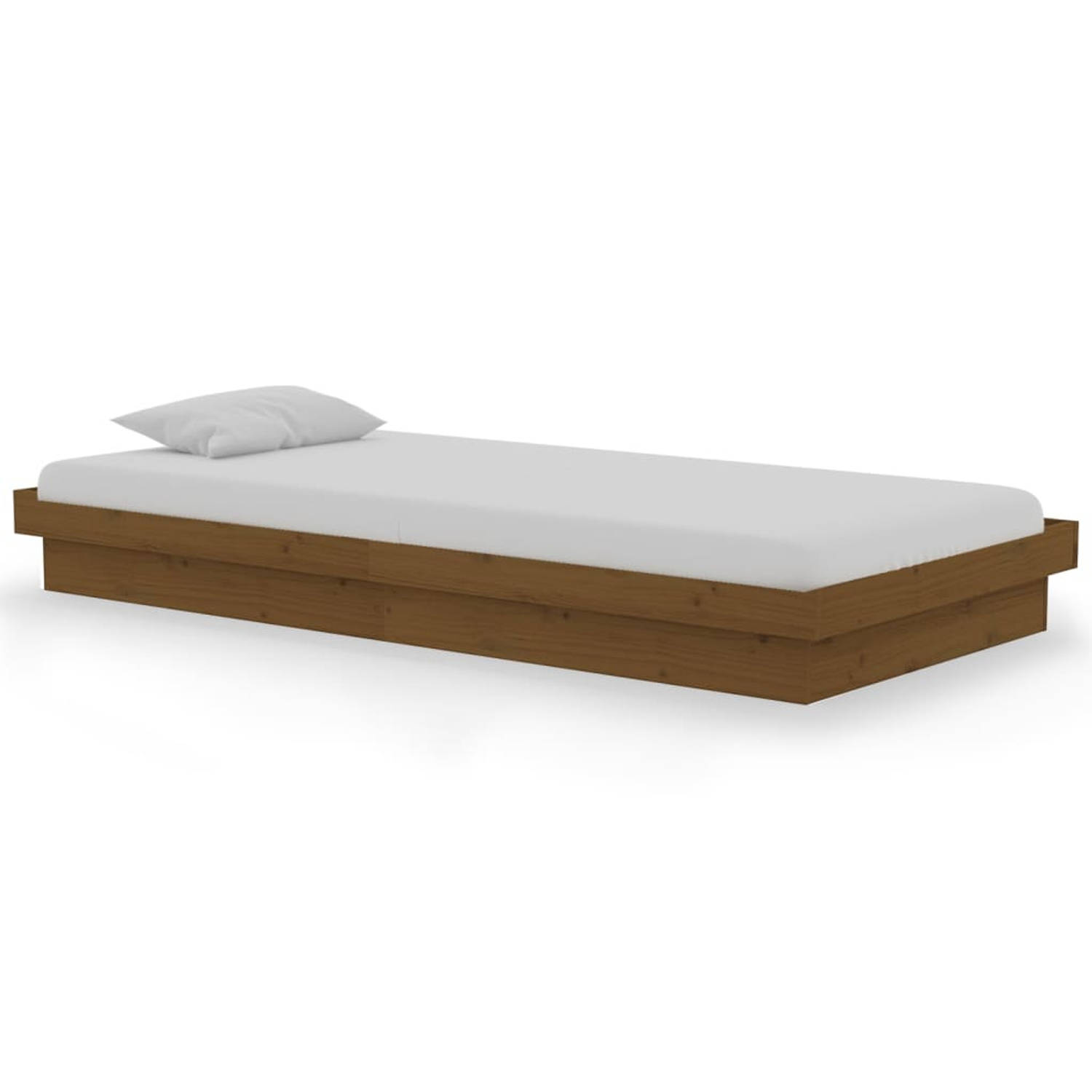 The Living Store Bedframe massief hout honingbruin 90x190 cm 3FT Single - Bedframe - Bedframes - Eenpersoonsbed - Bed - Bedombouw - Ledikant - Houten Bedframe - Eenpersoonsbedden -