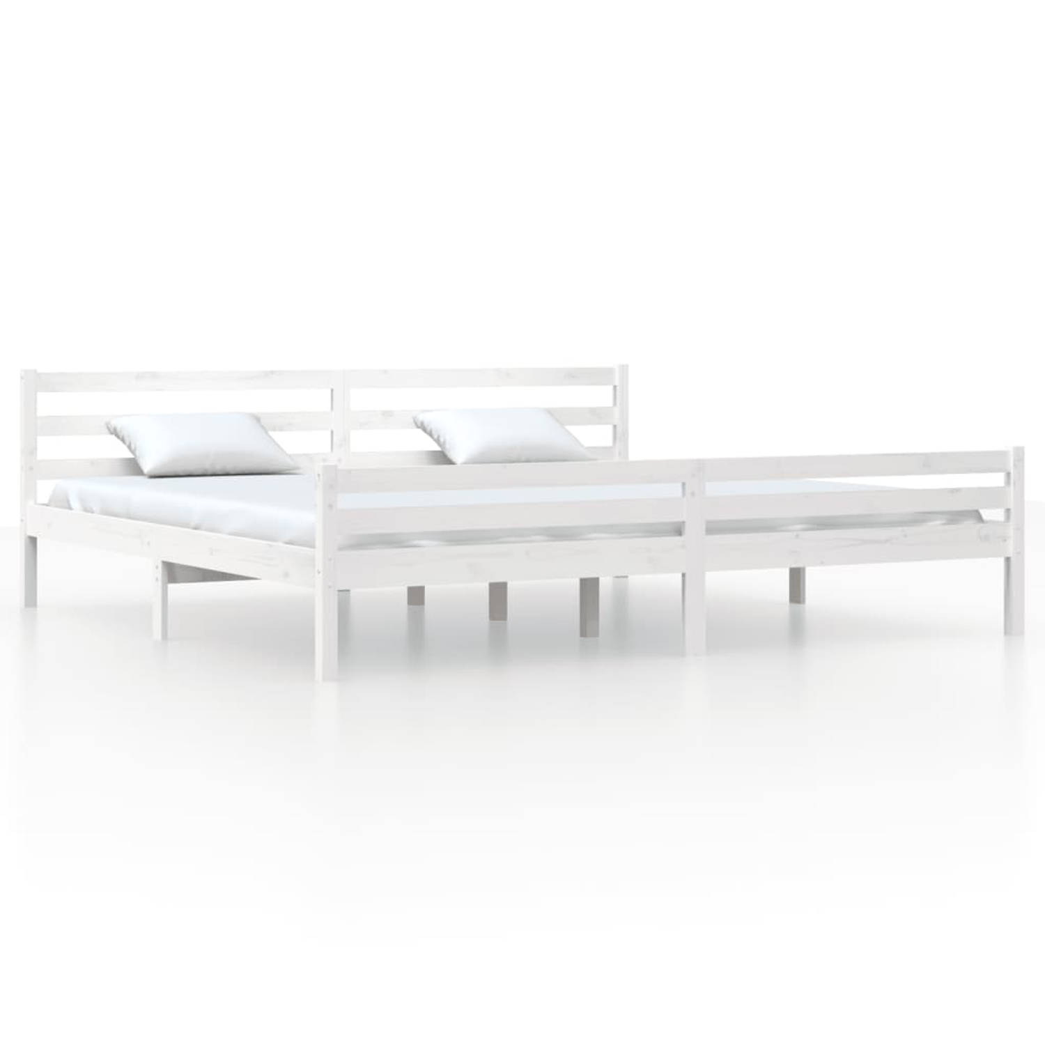 The Living Store Bedframe massief hout wit 180x200 cm 6FT Super King - Bed