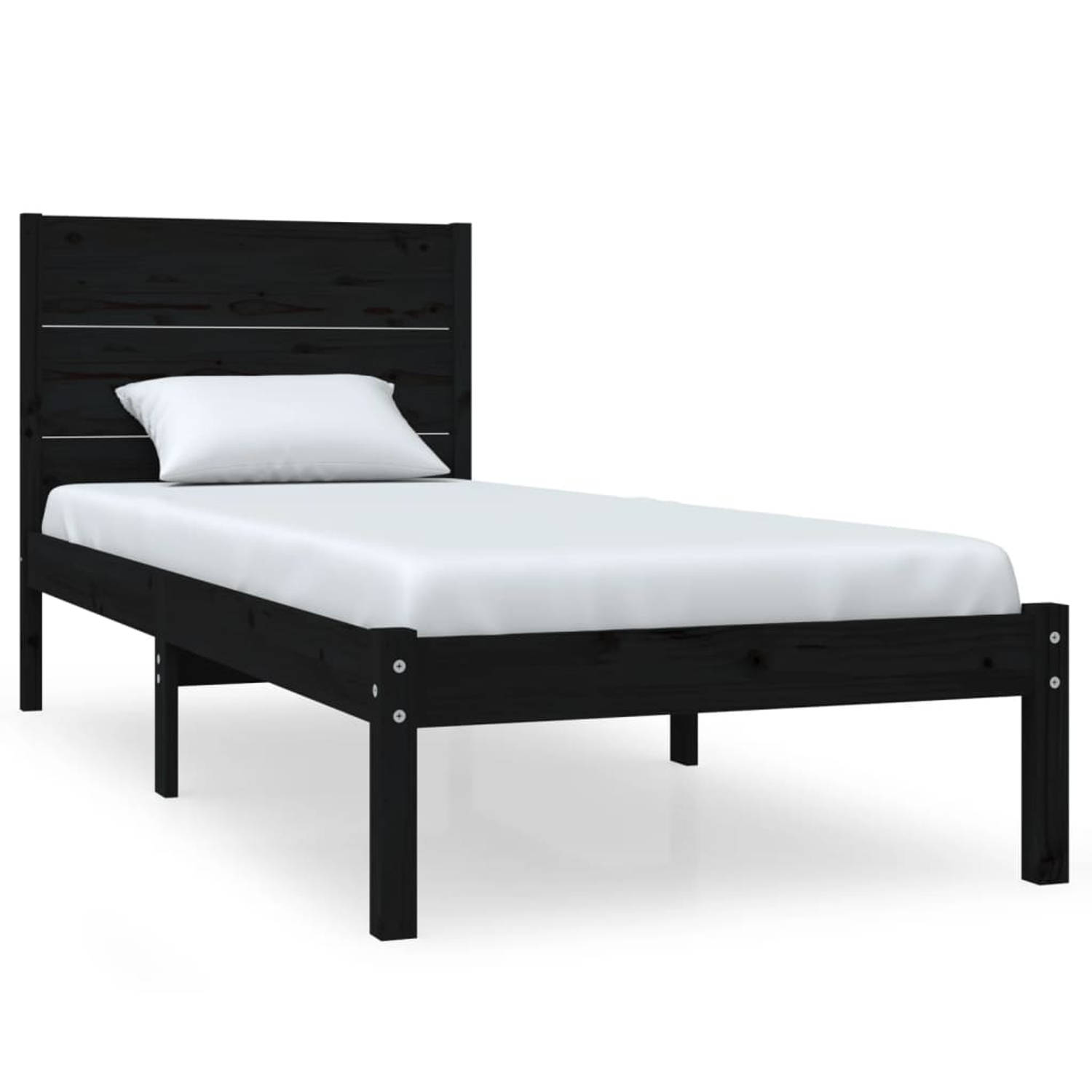 The Living Store Bedframe massief hout zwart 90x190 cm 3FT Single - Bedframe - Bedframes - Eenpersoonsbed - Bed - Bedombouw - Ledikant - Houten Bedframe - Eenpersoonsbedden - Bedde