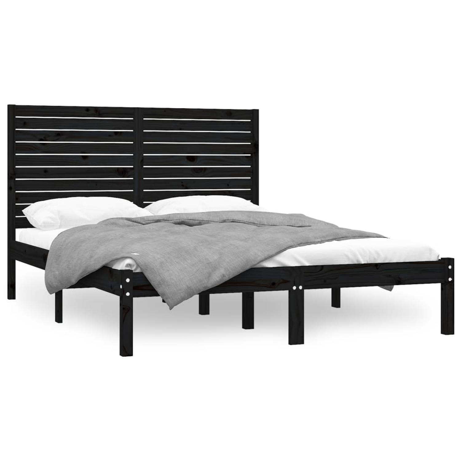 The Living Store Bedframe massief hout zwart 120x200 cm - Bedframe - Bedframes - Tweepersoonsbed - Bed - Bedombouw - Dubbel Bed - Frame - Bed Frame - Ledikant - Bedframe Met Hoofde