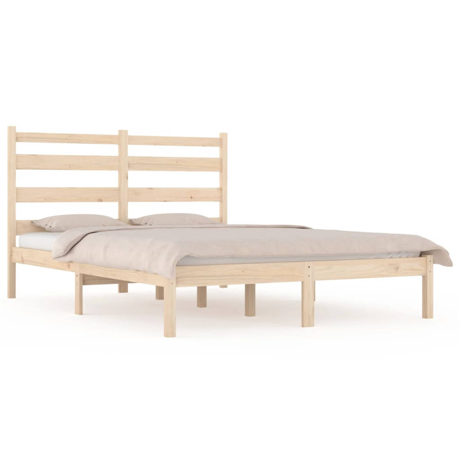 The Living Store Bedframe massief grenenhout 135x190 cm 4FT6 Double - Bedframe - Bedframes - Tweepersoonsbed - Bed - Bedombouw - Dubbel Bed - Frame - Bed Frame - Ledikant - Houten