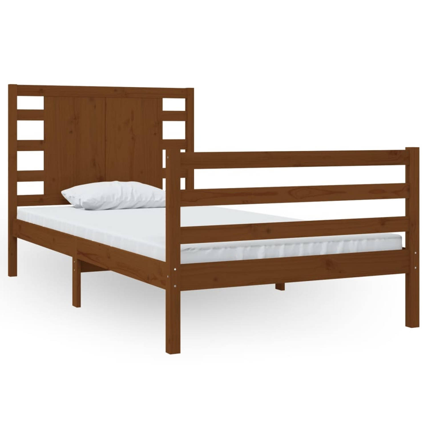 The Living Store Bedframe massief grenenhout honingbruin 90x200 cm - Bedframe - Bedframes - Bed - Bedbodem - Ledikant - Bed Frame - Massief Houten Bedframe - Slaapmeubel - Eenperso