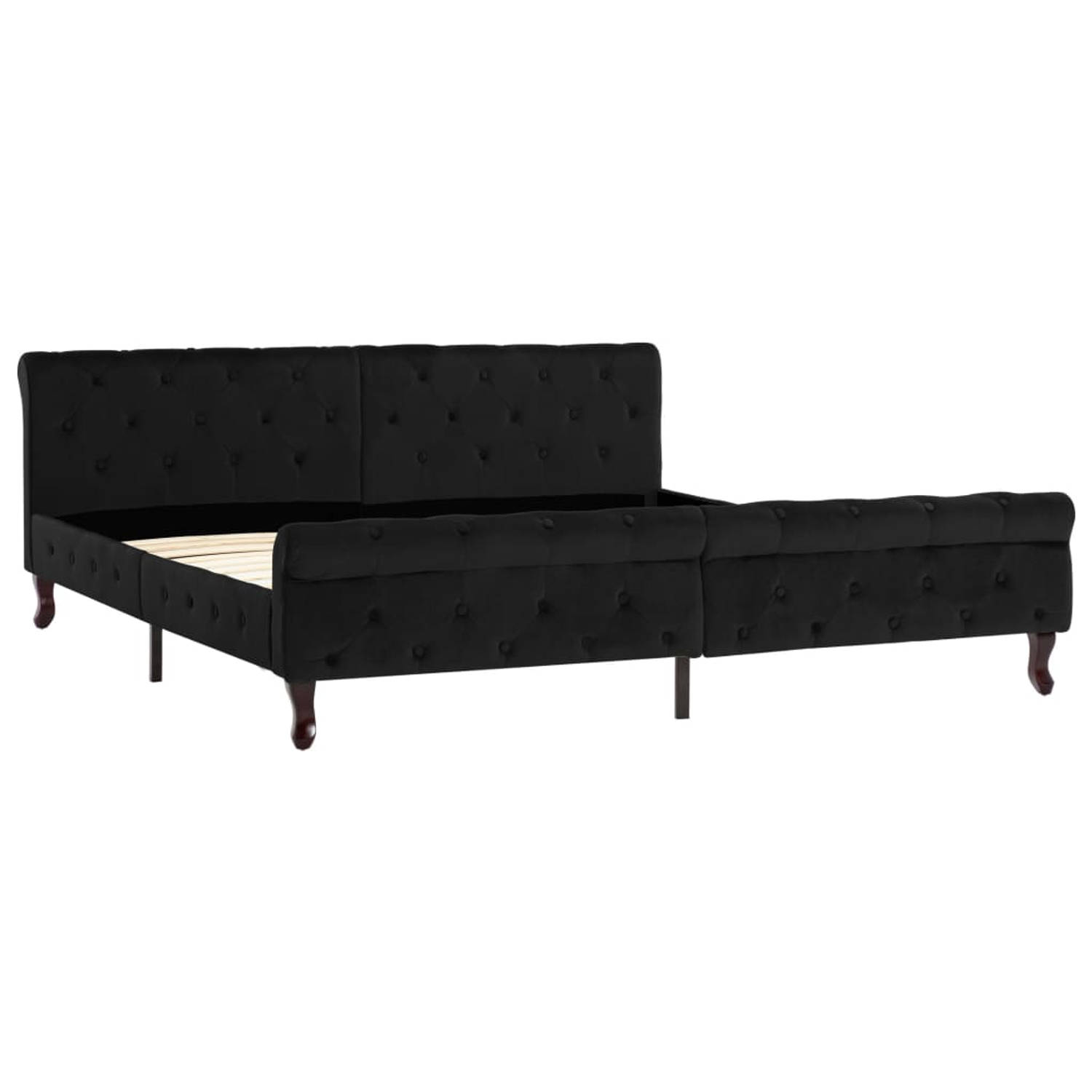 The Living Store Bedframe fluweel zwart 180x200 cm - Bed