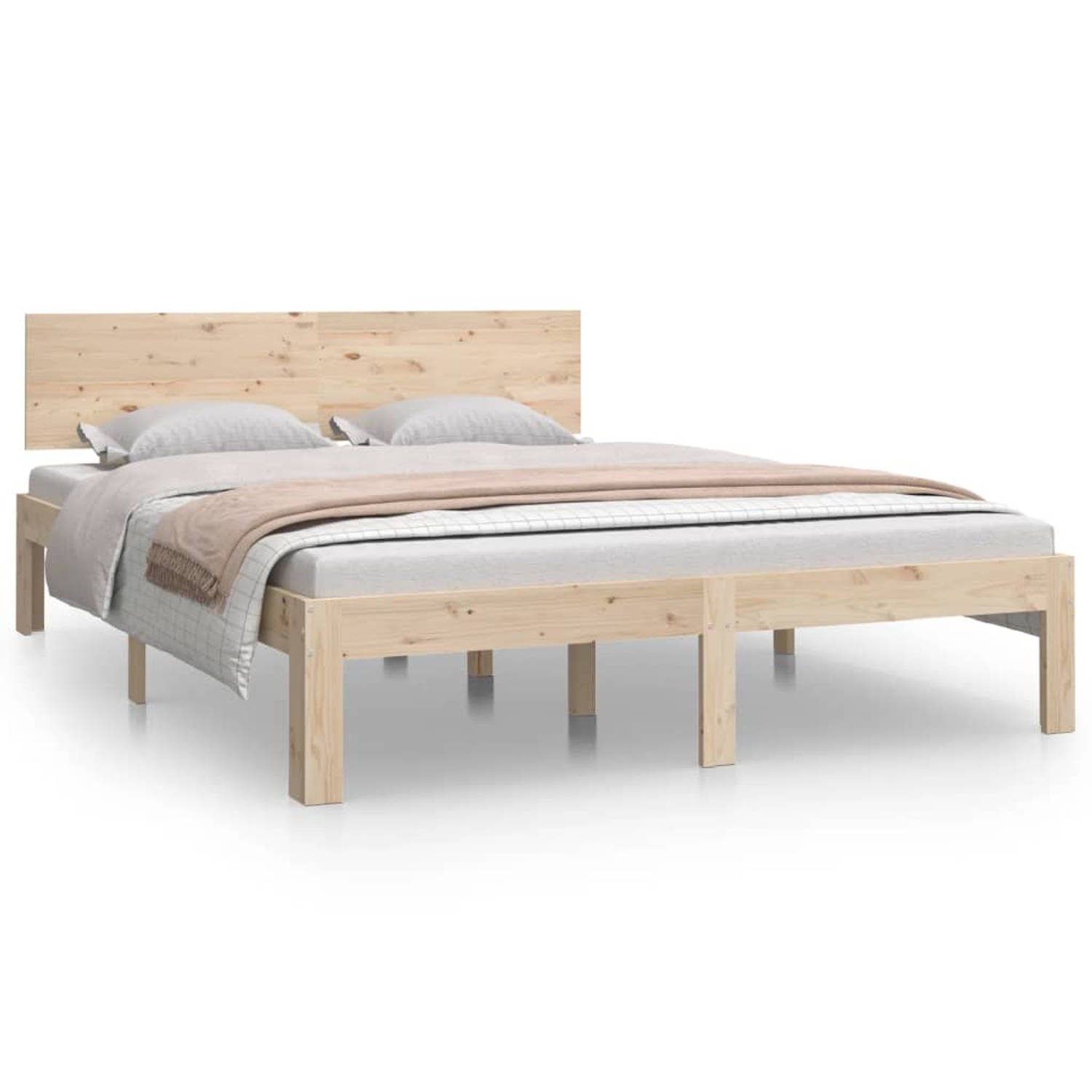 The Living Store Bedframe massief hout 135x190 cm 4FT6 Double - Bedframe - Bedframes - Bed - Bedbodem - Ledikant - Bed Frame - Massief Houten Bedframe - Slaapmeubel - Bedden - Bedb