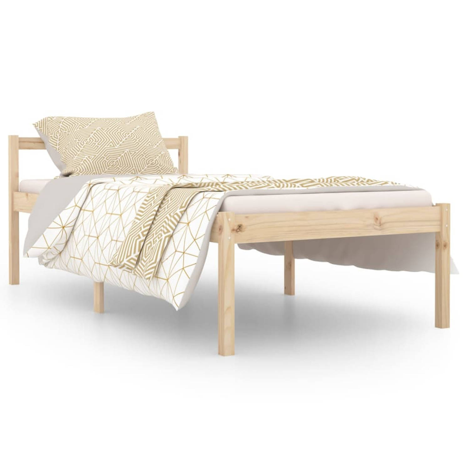 The Living Store Bedframe massief grenenhout 90x190 cm 3FT single - Bed