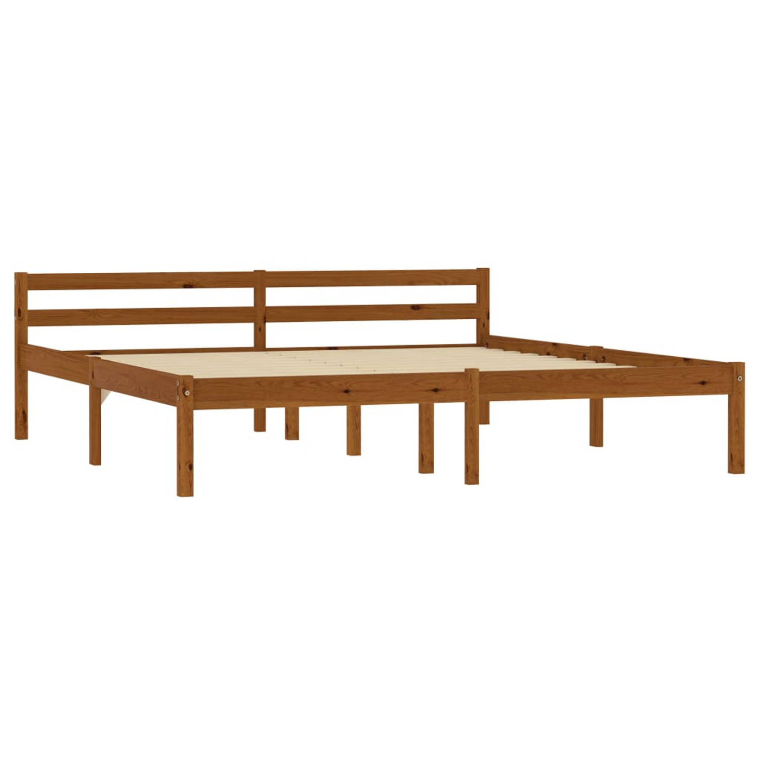 The Living Store Bedframe - Massief grenenhout - 206x186x60 cm - Honingbruin