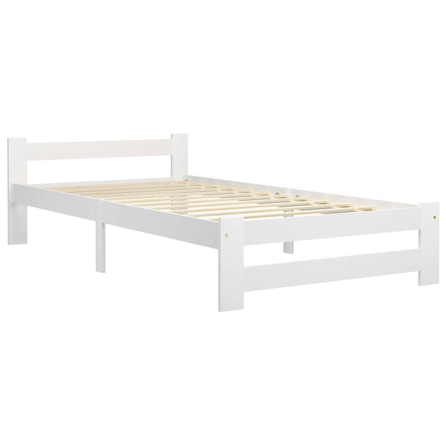 The Living Store Bedframe massief grenenhout wit 100x200 cm - Bedframe - Bedframe - Bed Frame - Bed Frames - Bed - Bedden - 1-persoonsbed - 1-persoonsbedden - Eenpersoons Bed