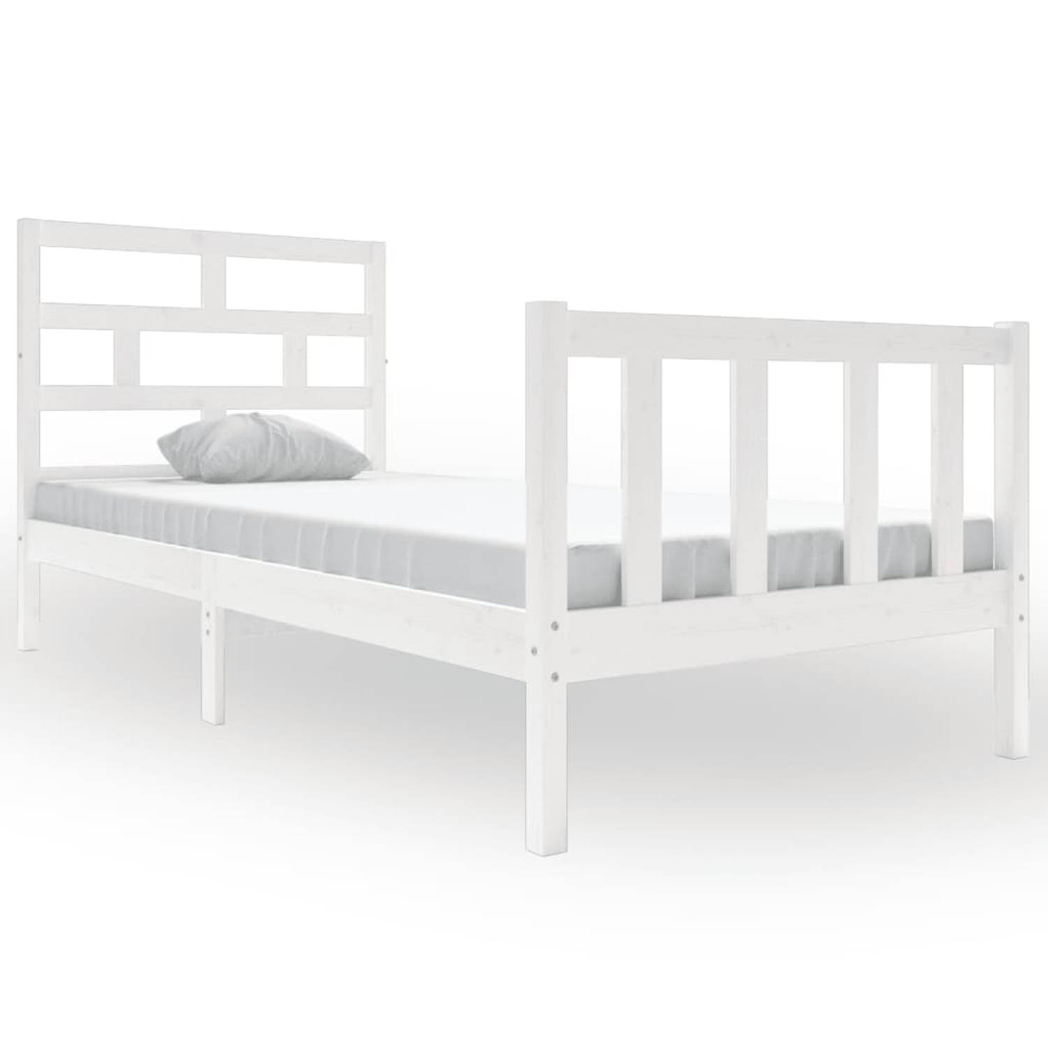 The Living Store Bedframe massief grenenhout wit 90x190 cm 3FT single - Bedframe - Bedframes - Bed - Bedbodem - Ledikant - Bed Frame - Massief Houten Bedframe - Slaapmeubel - Eenpe