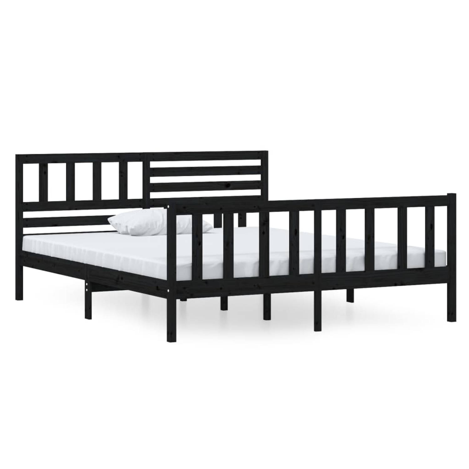 The Living Store Bedframe massief hout zwart 135x190 cm 4FT6 Double - Bedframe - Bedframes - Tweepersoonsbed - Bed - Bedombouw - Dubbel Bed - Frame - Bed Frame - Ledikant - Bedfram