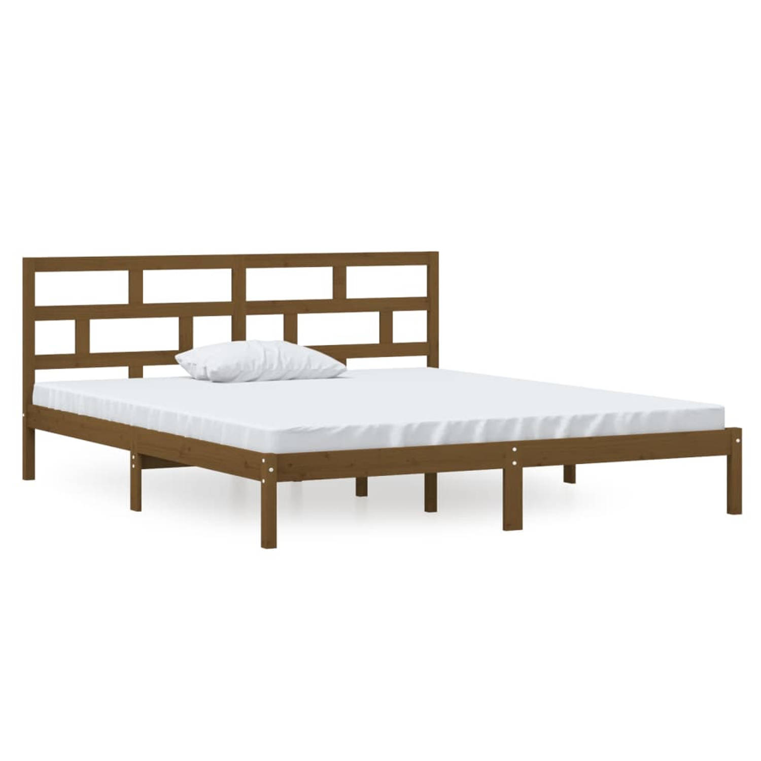 The Living Store Bedframe massief hout honingbruin 135x190 cm 4FT6 Double - Bedframe - Bedframes - Bed - Bedbodem - Ledikant - Bed Frame - Massief Houten Bedframe - Slaapmeubel - T