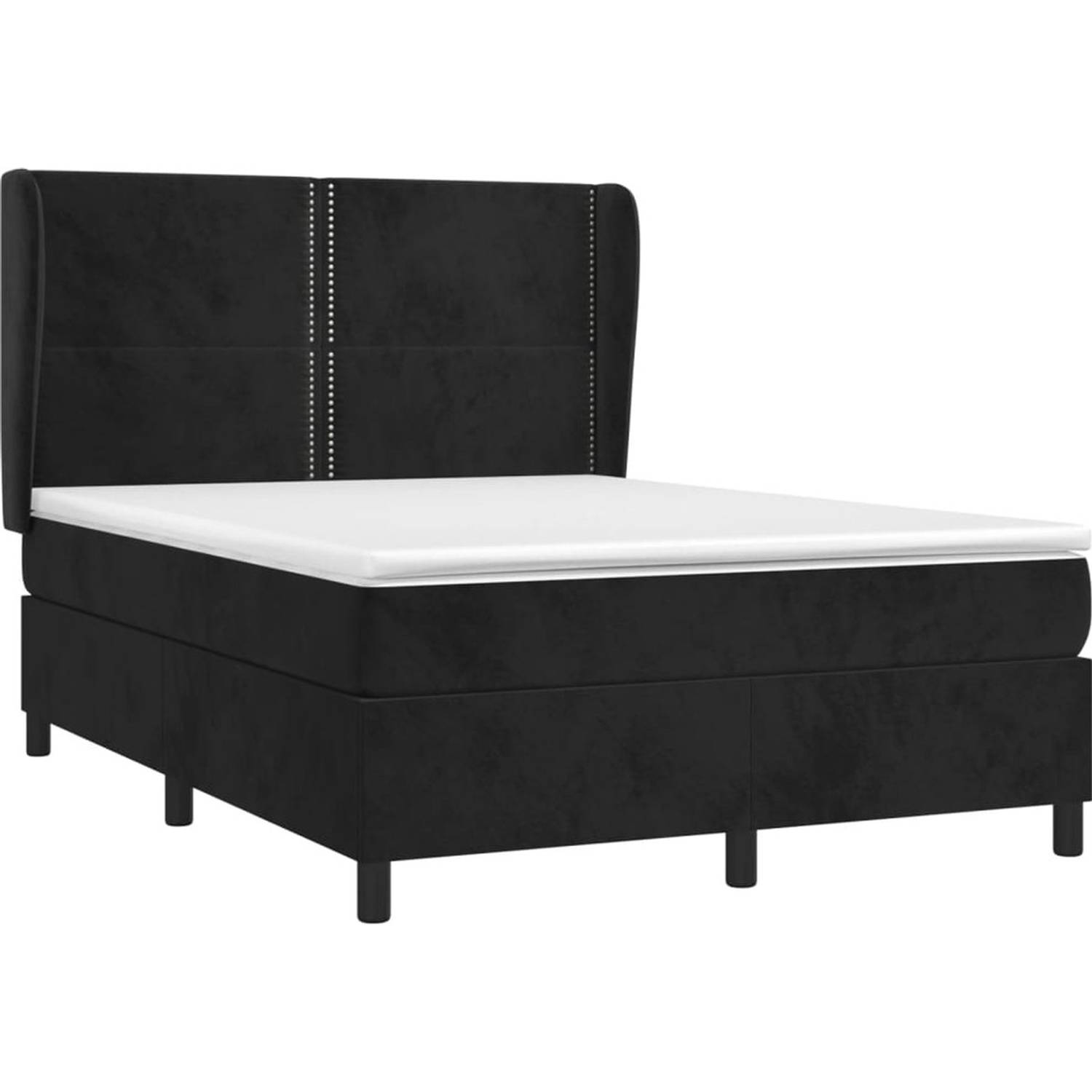 The Living Store Boxspringbed - Bed - 193 x 147 x 118/128 cm - Zacht fluweel