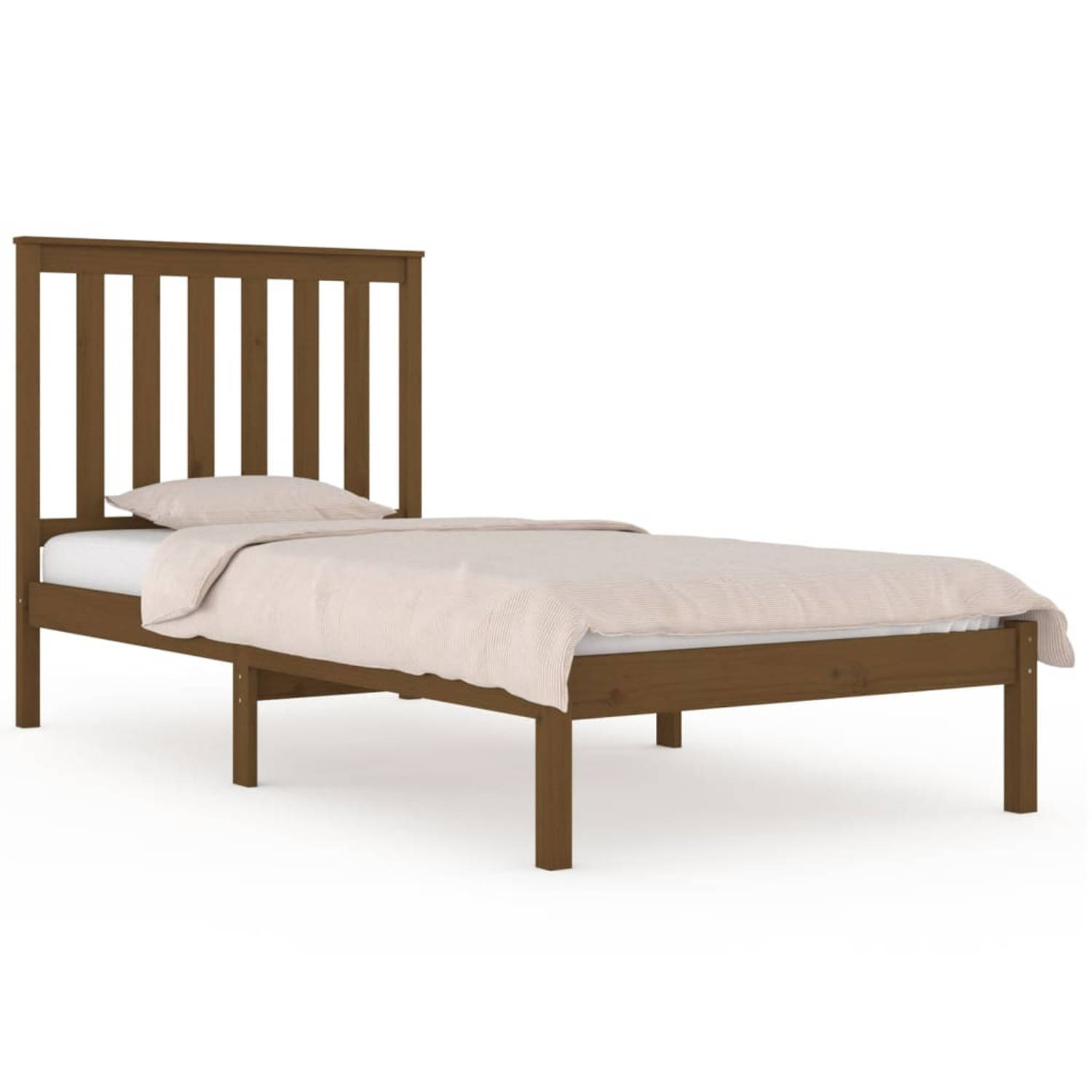 The Living Store Bedframe massief grenenhout honingbruin 90x200 cm - Bedframe - Bedframes - Eenpersoonsbed - Bed - Bedombouw - Enkel Bed - Frame - Bed Frame - Ledikant - Houten Bed