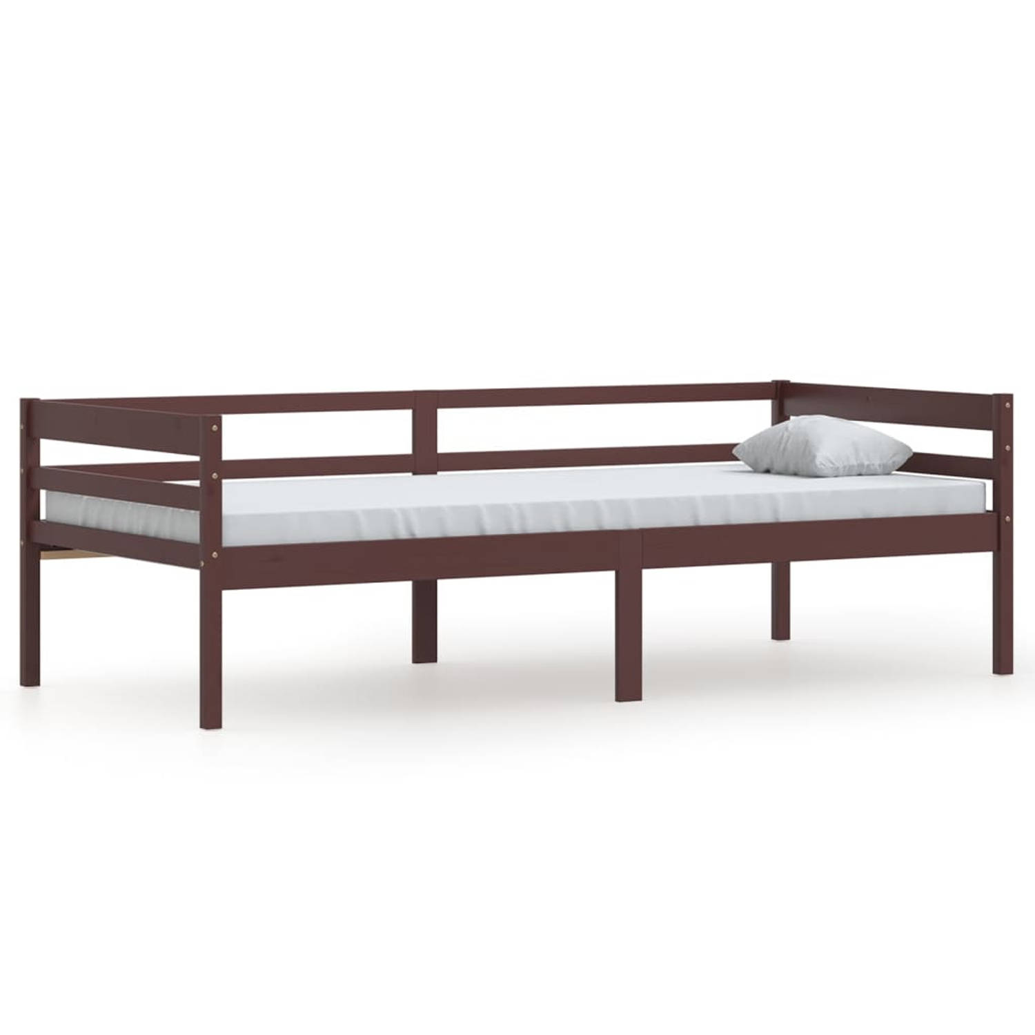 The Living Store Bedframe massief grenenhout donkerbruin 90x200 cm - Bedframe - Bedframe - Bed Frame - Bed Frames - Bed - Bedden - 1-persoonsbed - 1-persoonsbedden - Eenpersoons Be