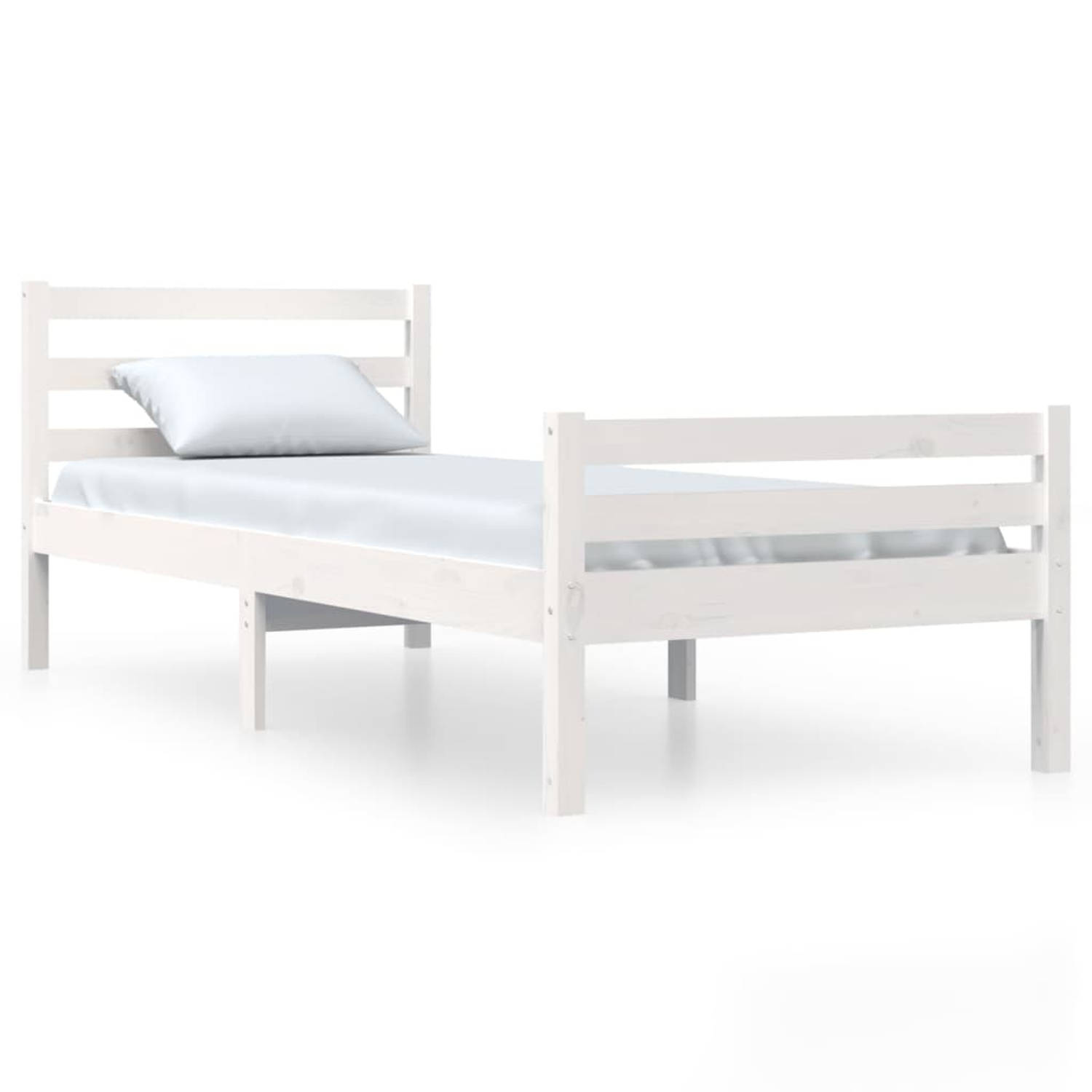 The Living Store Bed The Living Store - Bedframe - Eenpersoons - 90 x 190 cm - Grenenhout - Wit