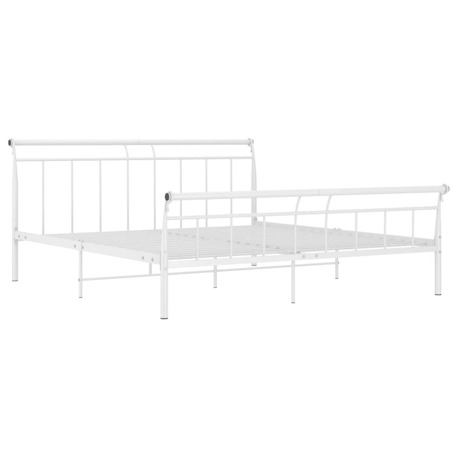 The Living Store Bedframe metaal wit 200x200 cm - Bedframe - Bedframe - Bed Frame - Bed Frames - Bed - Bedden - Metalen Bedframe - Metalen Bedframes - 2-persoonsbed - 2