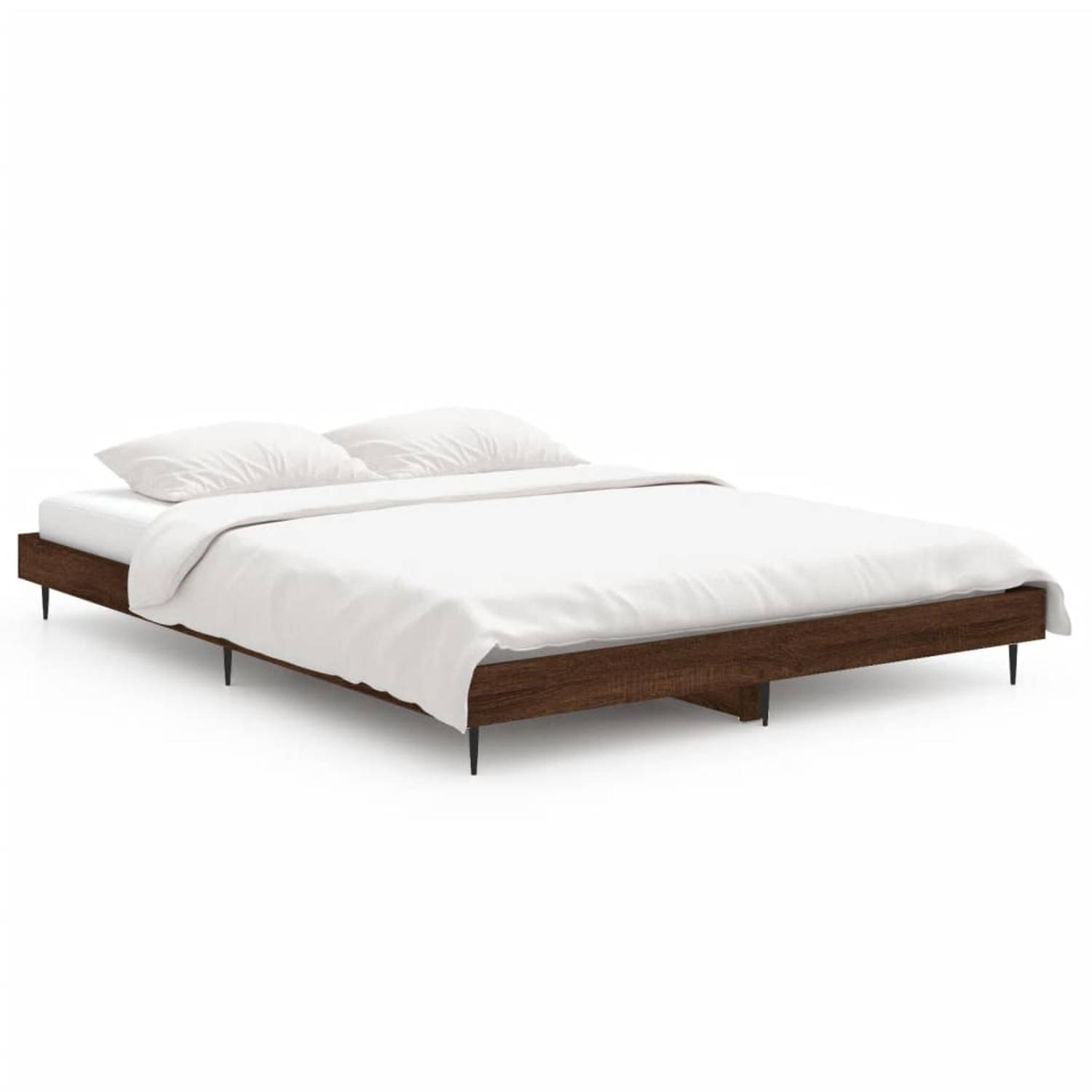 The Living Store Bedframe - bruineiken - 193 x 143 x 20 cm - multiplex lattenbodem