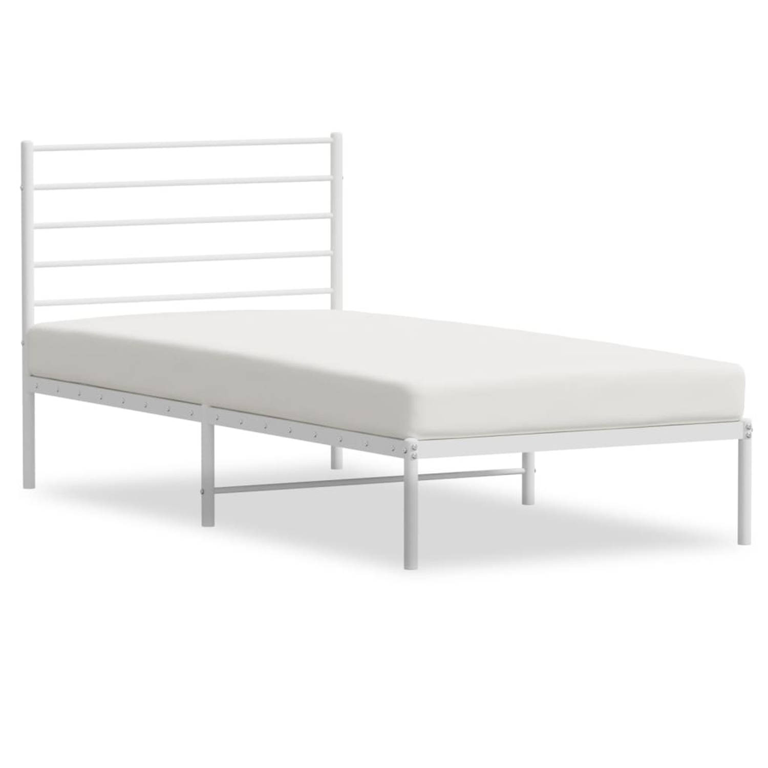 The Living Store Klassiek Bedframe - Metalen - 196 x 80 x 90 cm - Wit