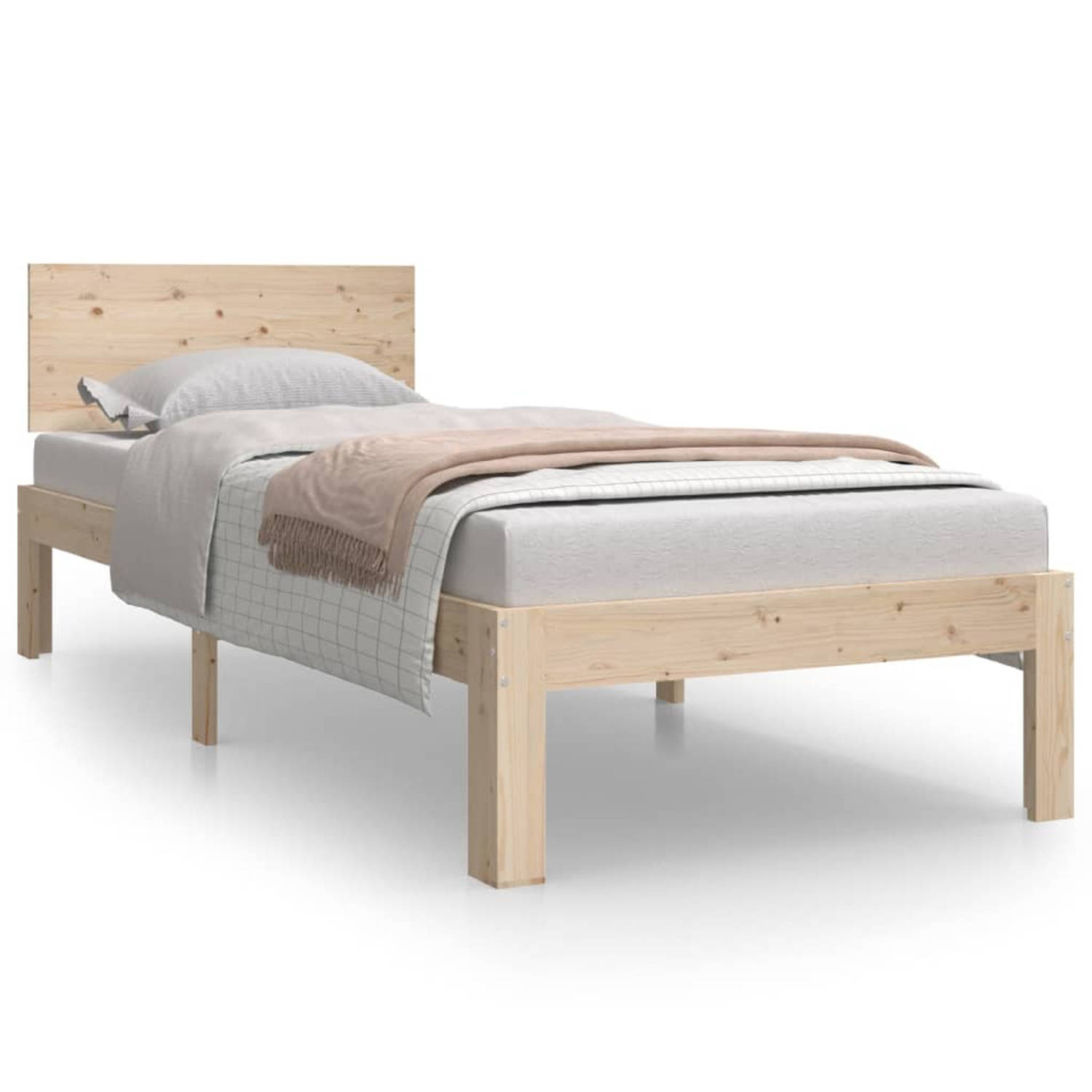 The Living Store Bedframe massief grenenhout 75x190 cm 2FT6 Small Single - Bedframe - Bedframes - Bed - Eenpersoonsbed - Slaapkamermeubel - Houten Bedframe - Houten Bed - Bedbodem