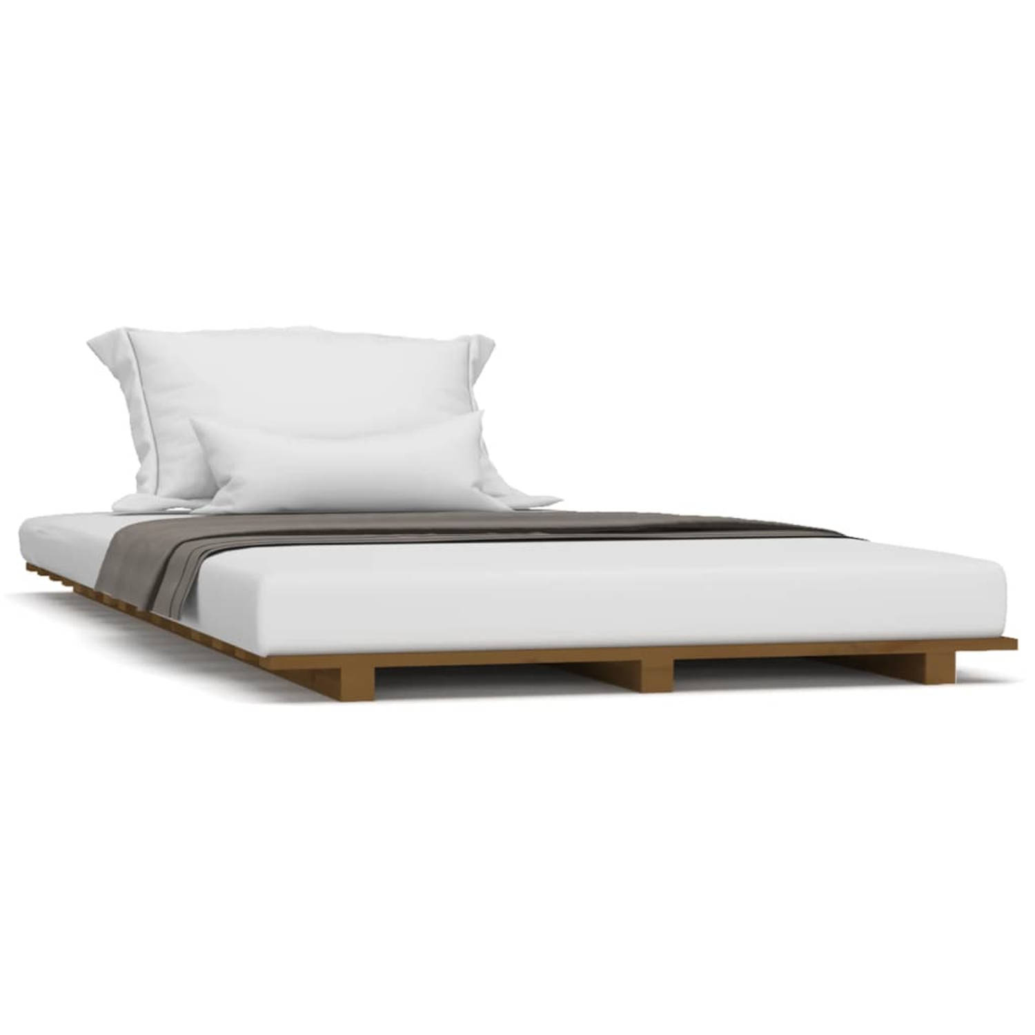 The Living Store Bedframe massief grenenhout honingbruin 90x200 cm - Bed