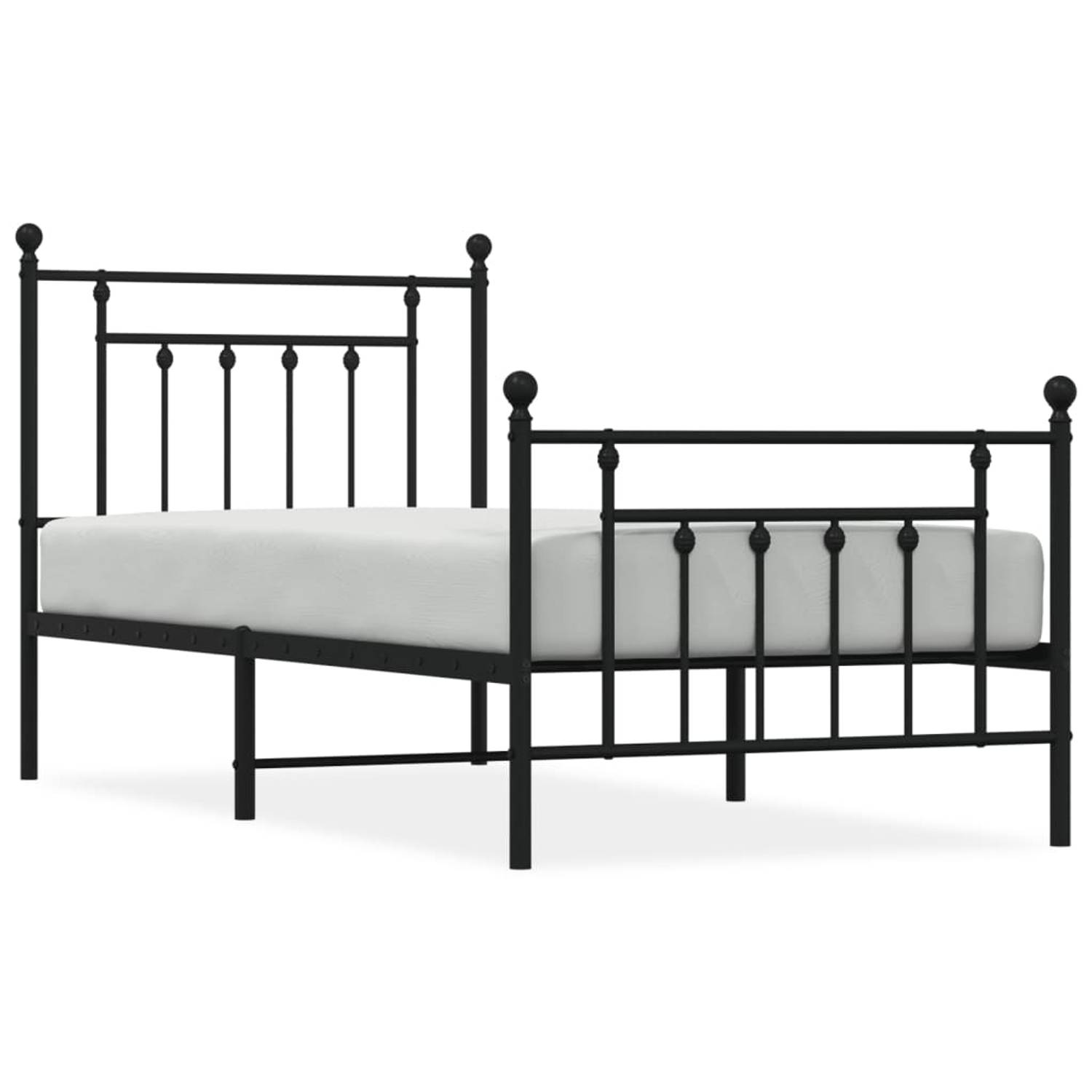 The Living Store Bedframe met hoofd- en voeteneinde metaal zwart 90x200 cm - Bed