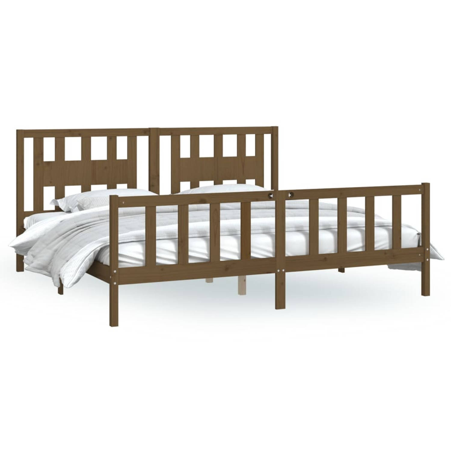 The Living Store Klassieke Houten Bedframe - King Size - Honingbruin Massief Grenenhout