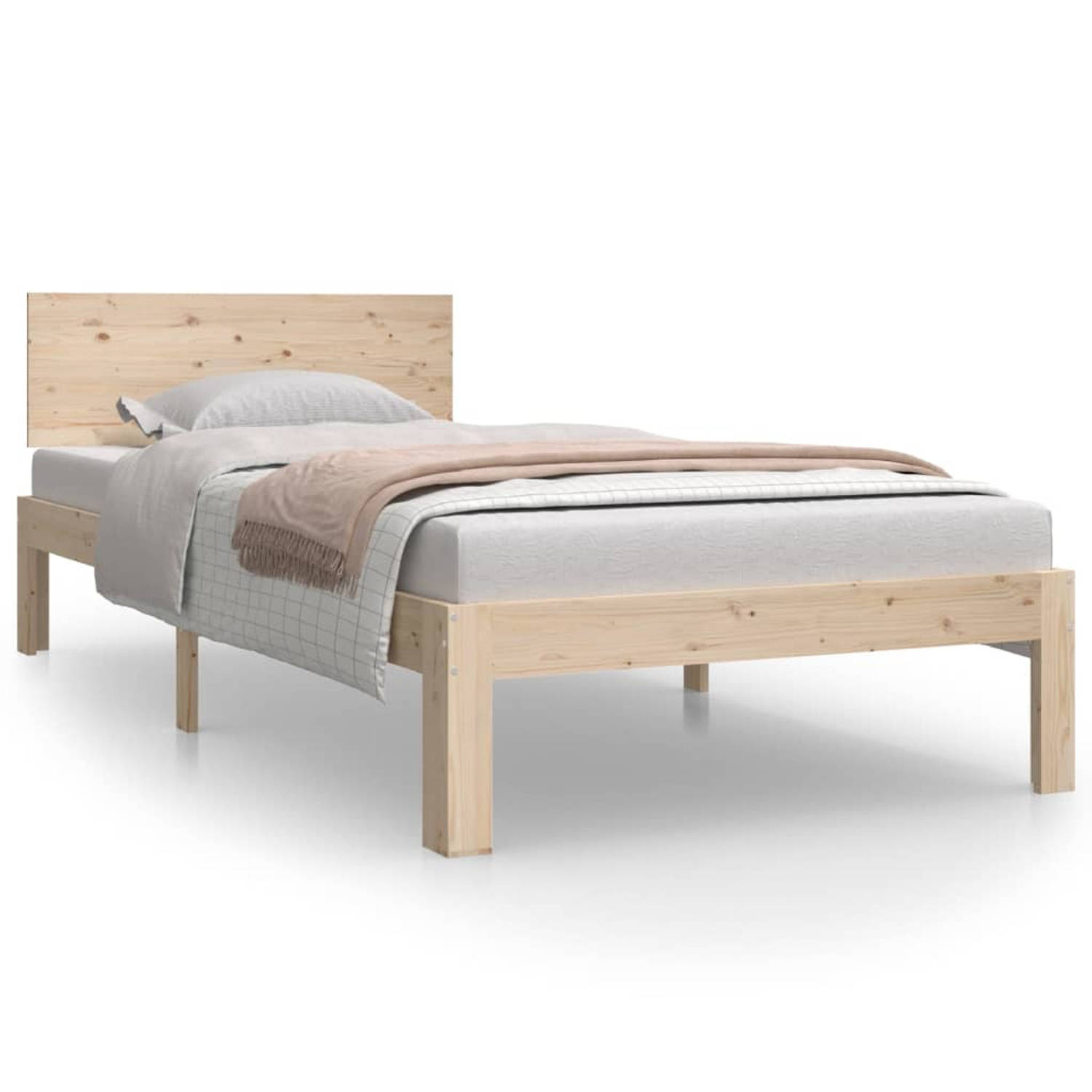 The Living Store Bedframe massief grenenhout 90x200 cm - Bedframe - Bedframes - Bed - Eenpersoonsbed - Slaapkamermeubel - Houten Bedframe - Houten Bed - Bedbodem - Massief Houten B