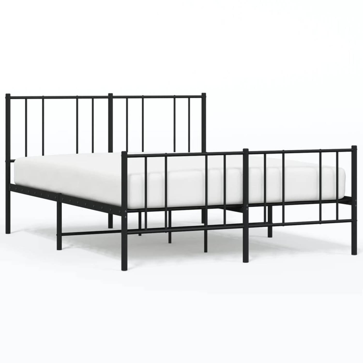 The Living Store Klassiek Bedframe - Metaal - 196 x 146 x 90 cm - Zwart