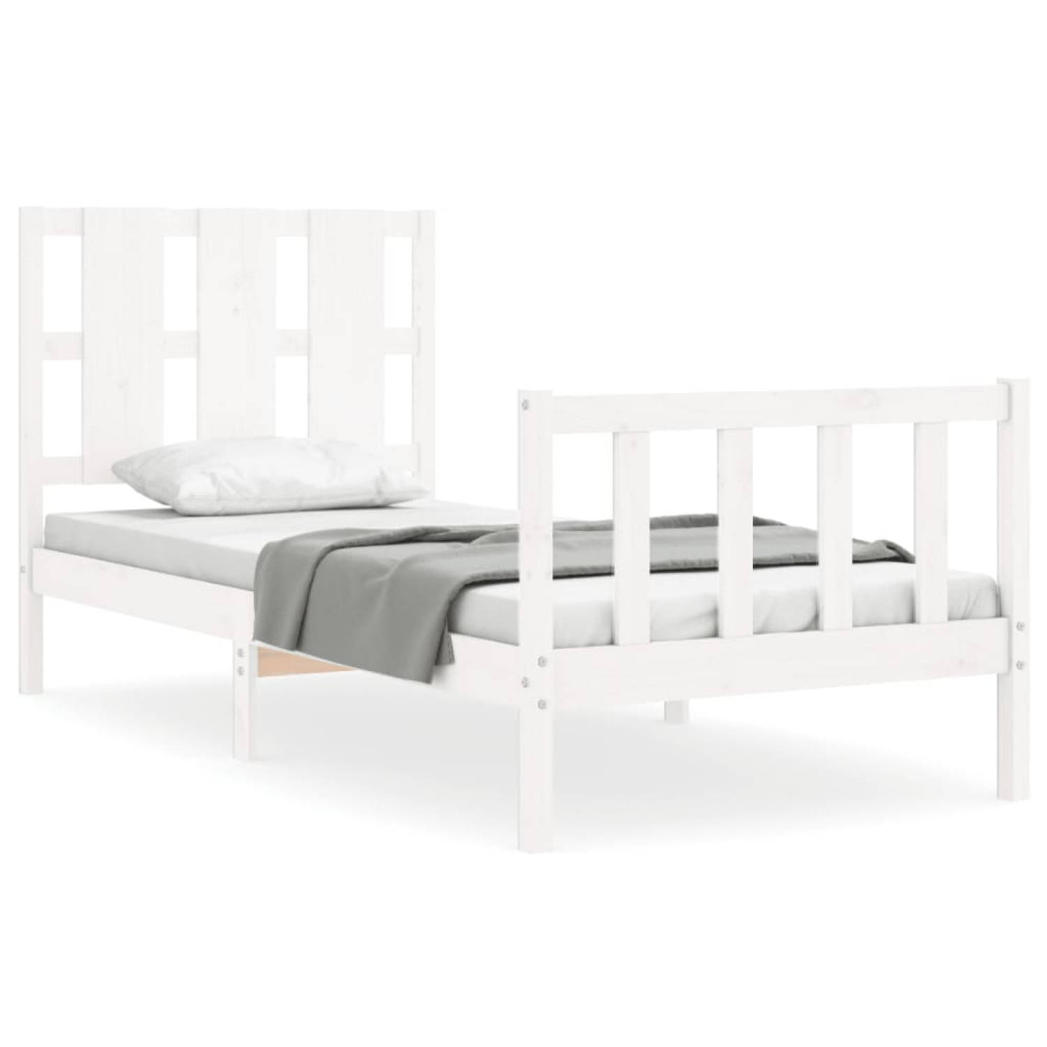 The Living Store Bed The Living Store - Grenenhouten bedframe - 195.5x95.5x100 cm - wit