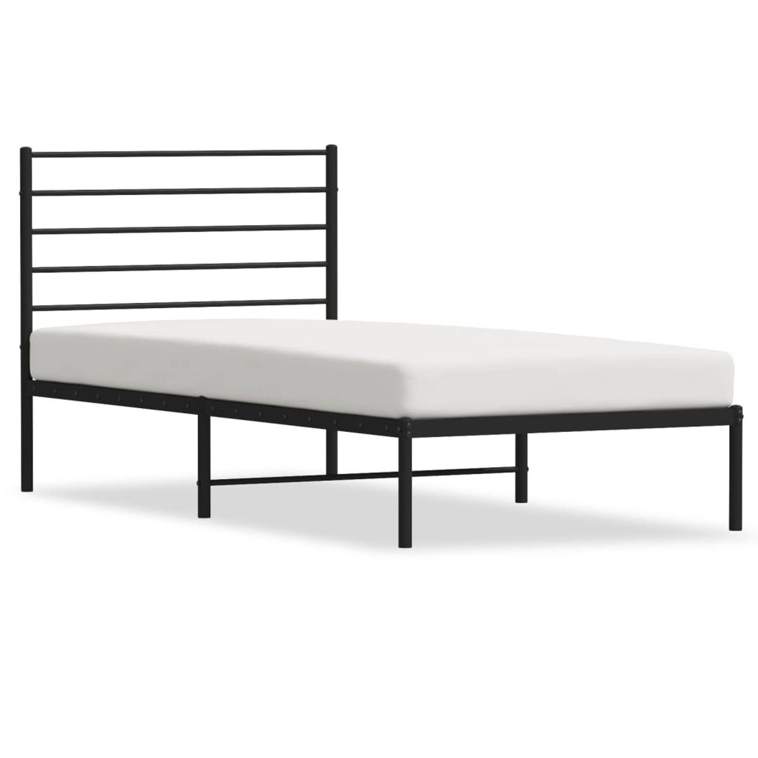 The Living Store Bedframe - Klassiek - Metaal - 196 x 80 x 90 cm - Zwart