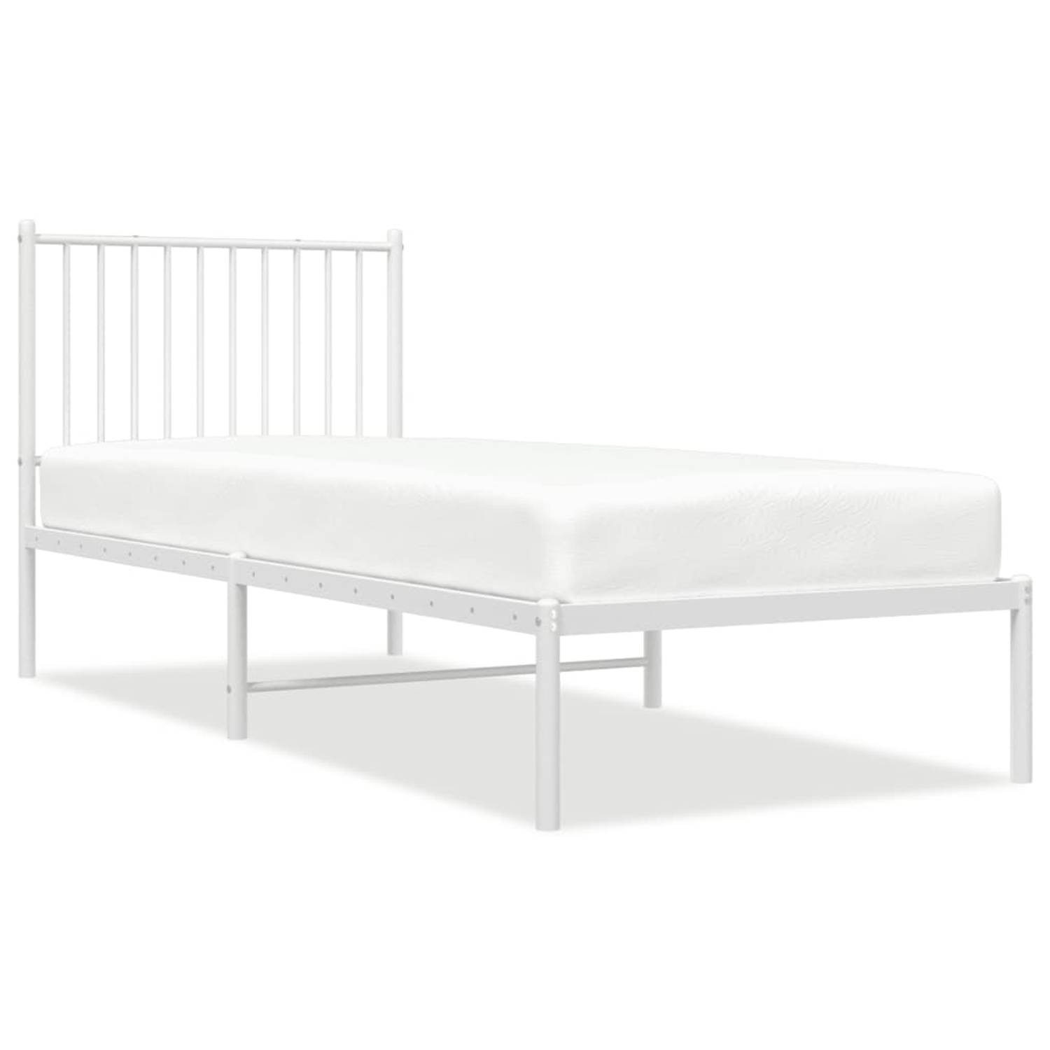 The Living Store Robuust Wit Bedframe - 207 x 84.5 x 90.5 cm - Metalen Constructie