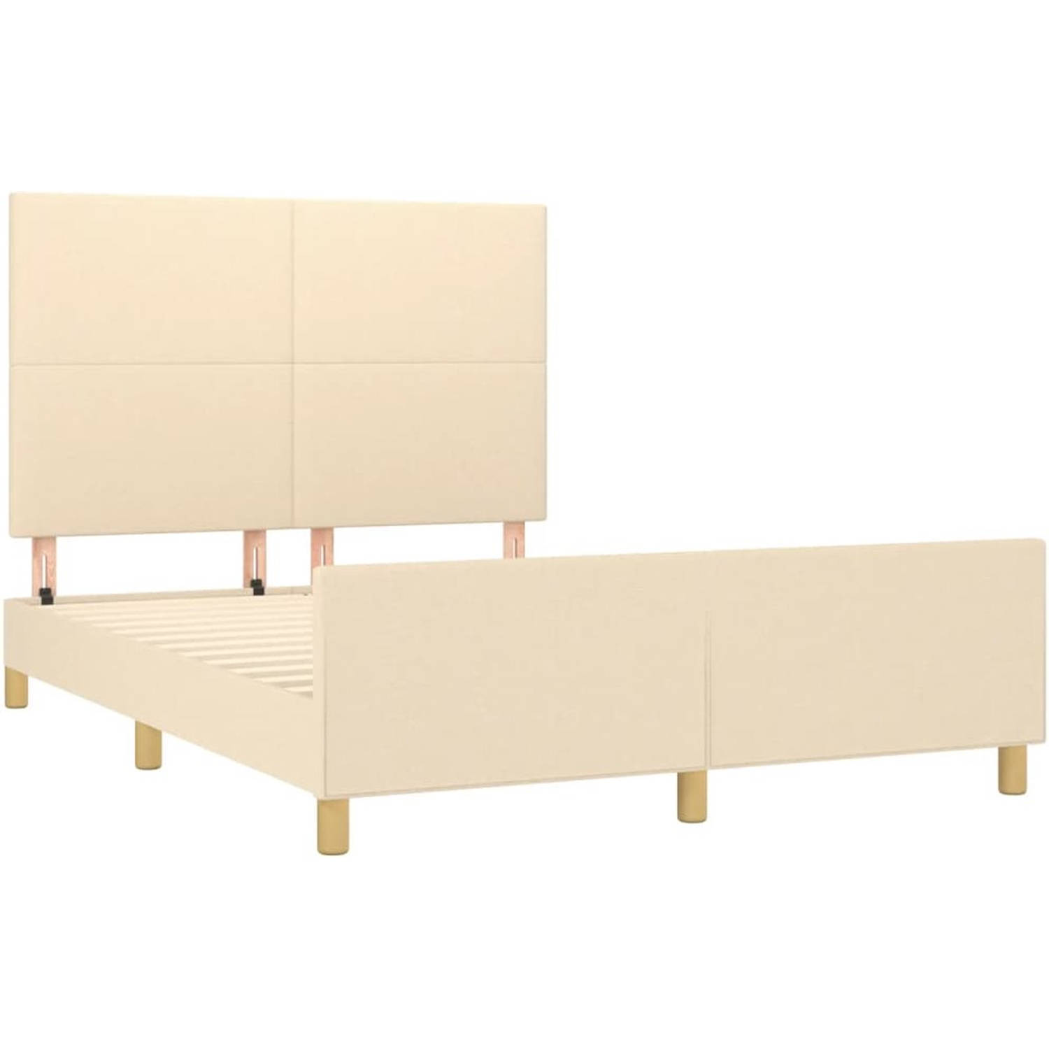 The Living Store Bedframe - Bedframe - 193x146x118/128 cm - Crème