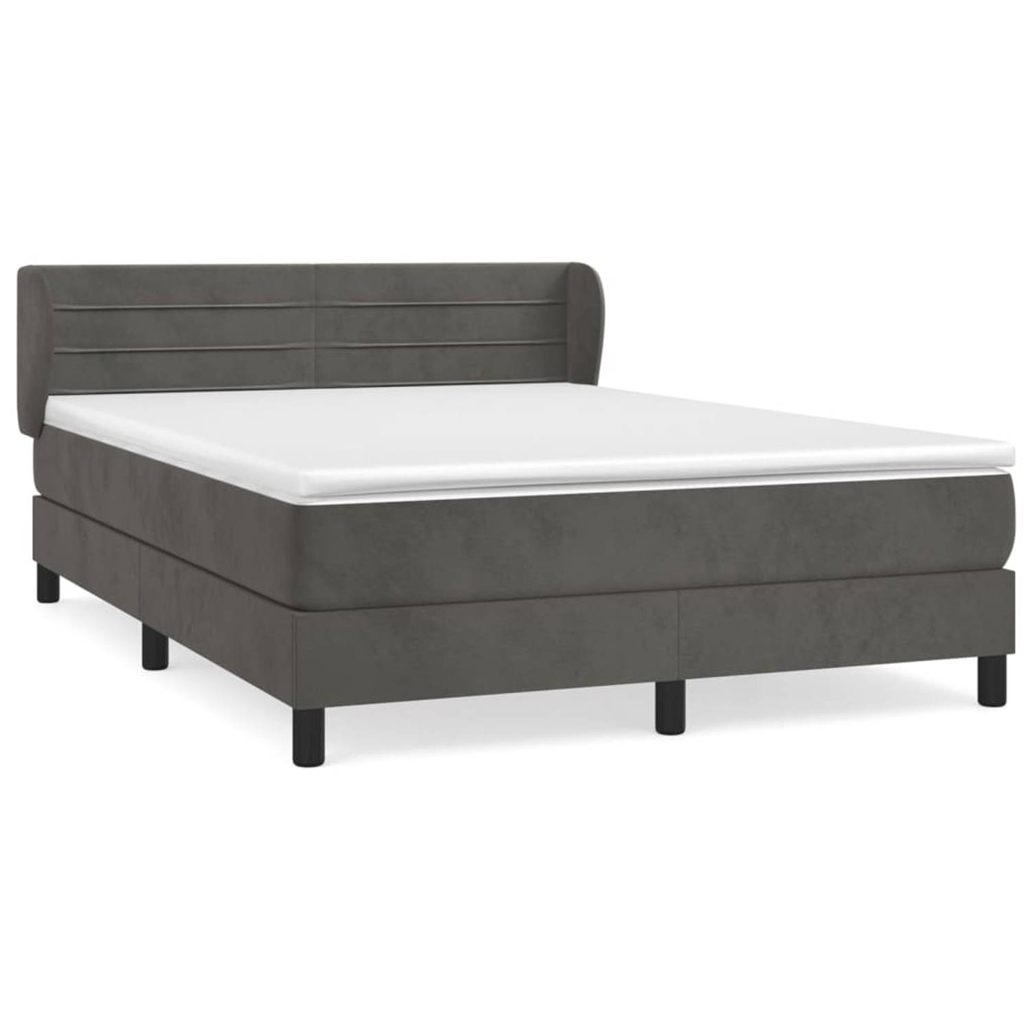 The Living Store Bed Donkergrijs Fluweel 193x147x78/88 cm - Pocketvering - Middelharde ondersteuning - Huidvriendelijk