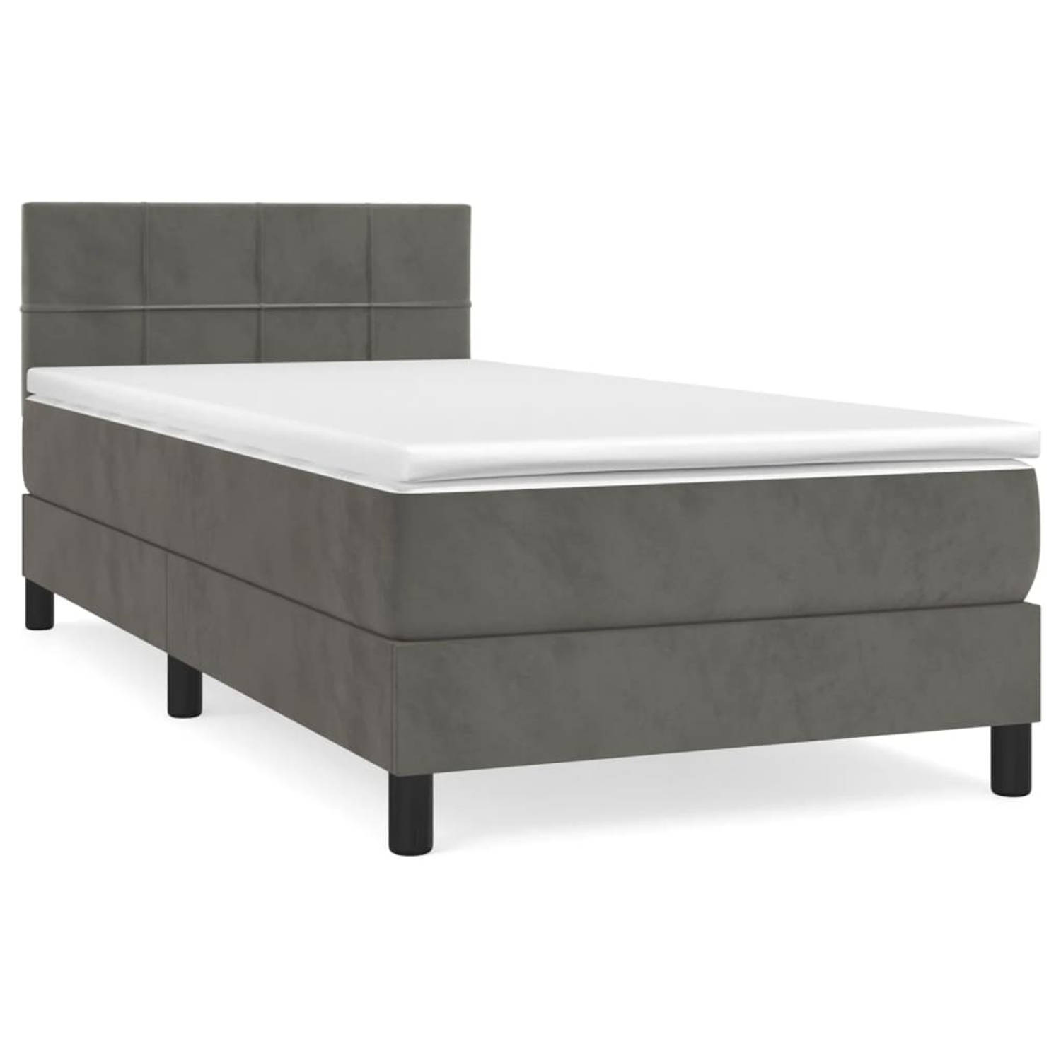 The Living Store Boxspringbed - The Living Store - Bed - 203 x 90 x 78/88 cm - Donkergrijs