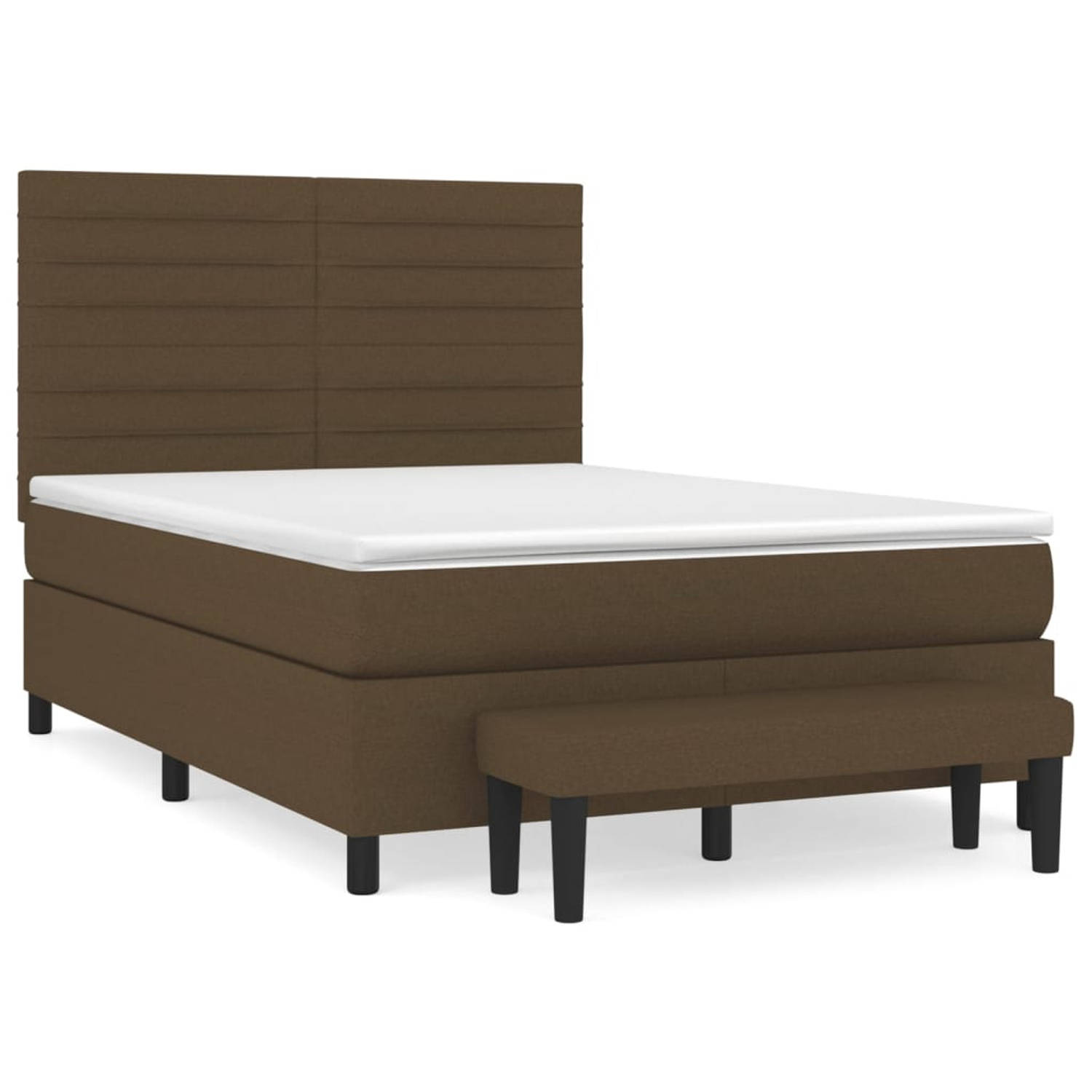 The Living Store Boxspringbed - Comfort - Bed - 193 x 144 x 118/128 cm - Donkerbruin