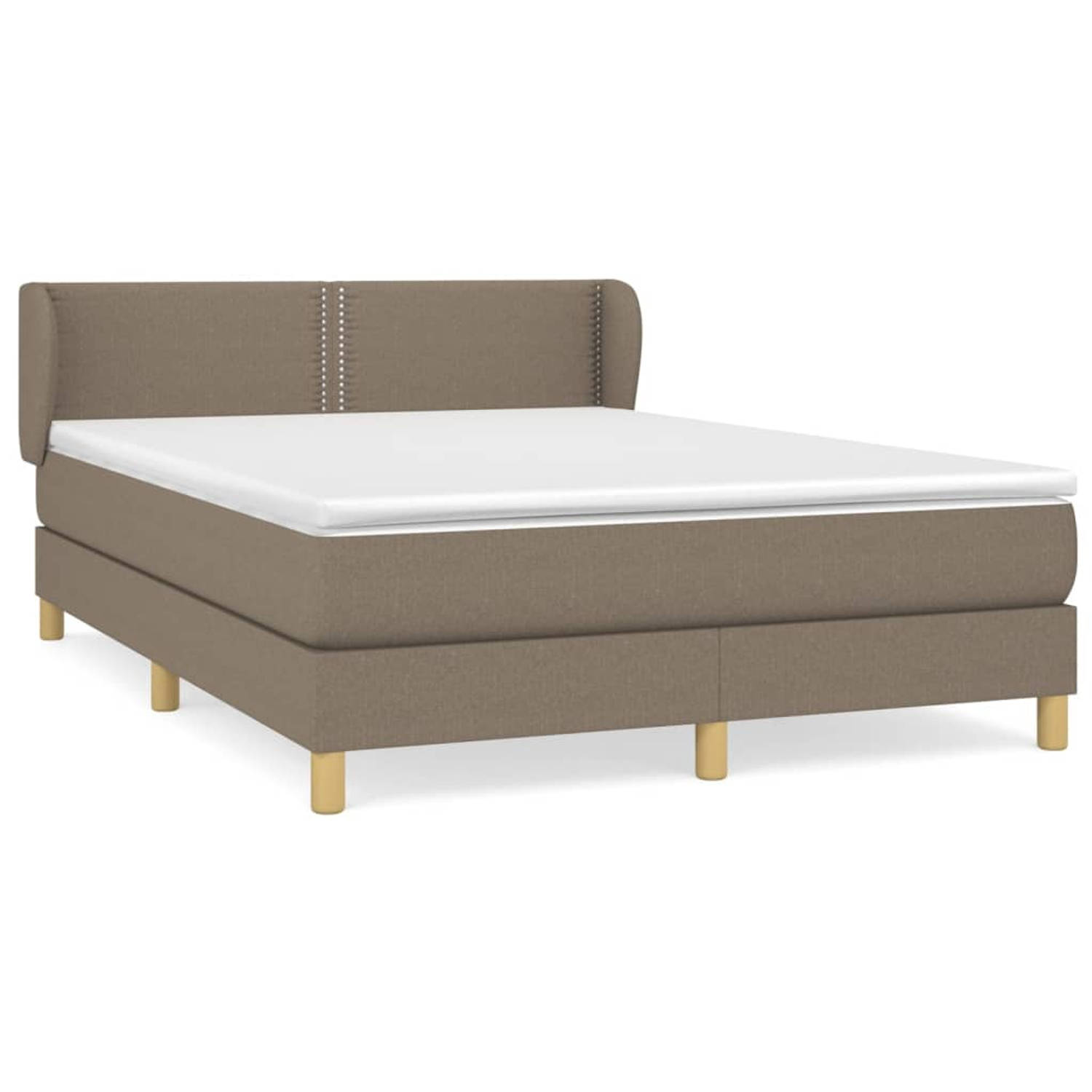 The Living Store Boxspring met matras stof taupe 140x190 cm - Bed