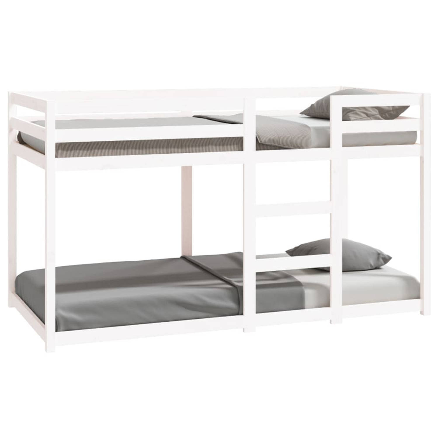 The Living Store Stapelbed 90x190 cm massief grenenhout wit - Stapelbed - Stapelbedden - Bed - Bedframe - Stapelbedframe - Bed Frame - Bedden - Bedframes - Stapelbedframes - Bed Fr