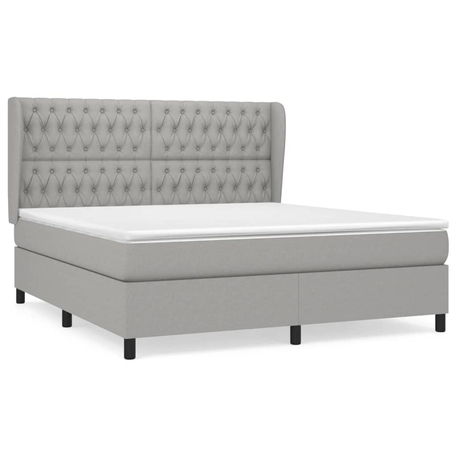 The Living Store Boxspring met matras stof lichtgrijs 180x200 cm - Bed