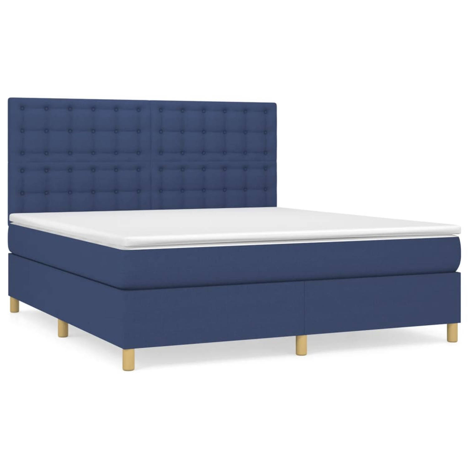 The Living Store Boxspringbed Pocketvering - 180x200 cm - Blauw