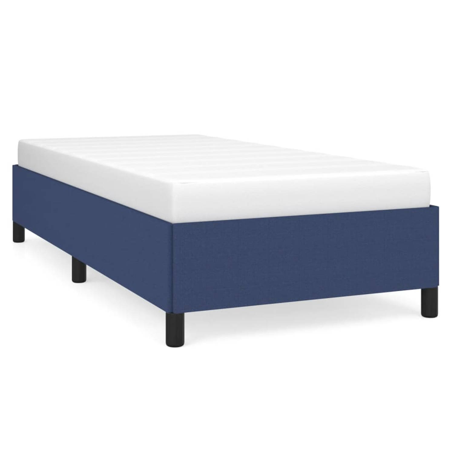 The Living Store Bedframe stof blauw 90x200 cm - Bedframe - Bedframes - Slaapmeubel - Bedbodem - Ledikant - Eenpersoonsbed - Slaapmeubels - Slaapmeubelen - Slaapmeubilair - Bedbode