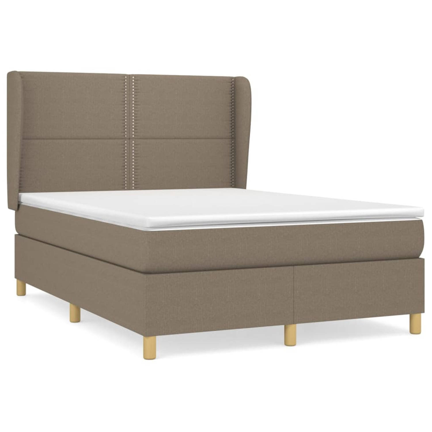 The Living Store Boxspringbed - Pocketvering - 140 x 190 x 118/128 cm - Taupe