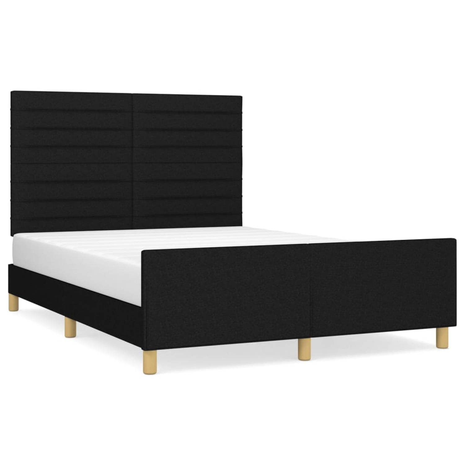 The Living Store Bedframe - Comfort - Bedframes - 193 x 146 x 118/128 cm - Zwart stoffen bekleding