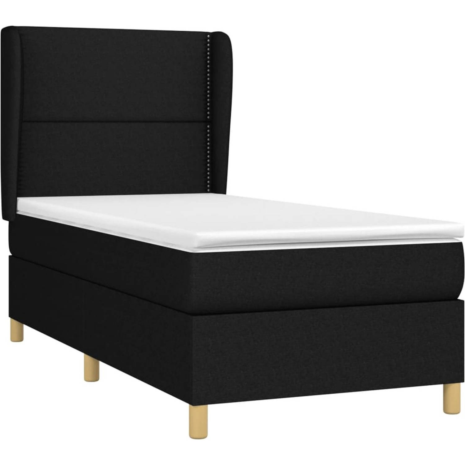 The Living Store Boxspringbed - Comfort - Bed - 203 x 83 x 118/128 cm - Zwart