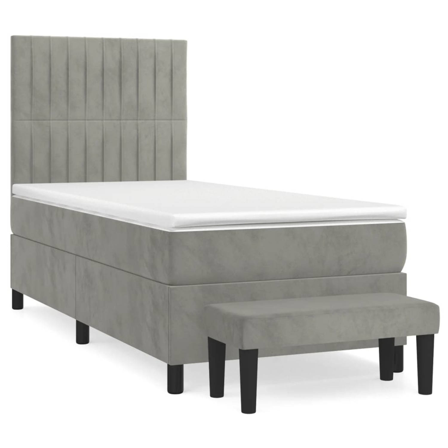 The Living Store Bed - The Living Store - Boxspringbed - 203 x 90 x 118/128 cm - Lichtgrijs