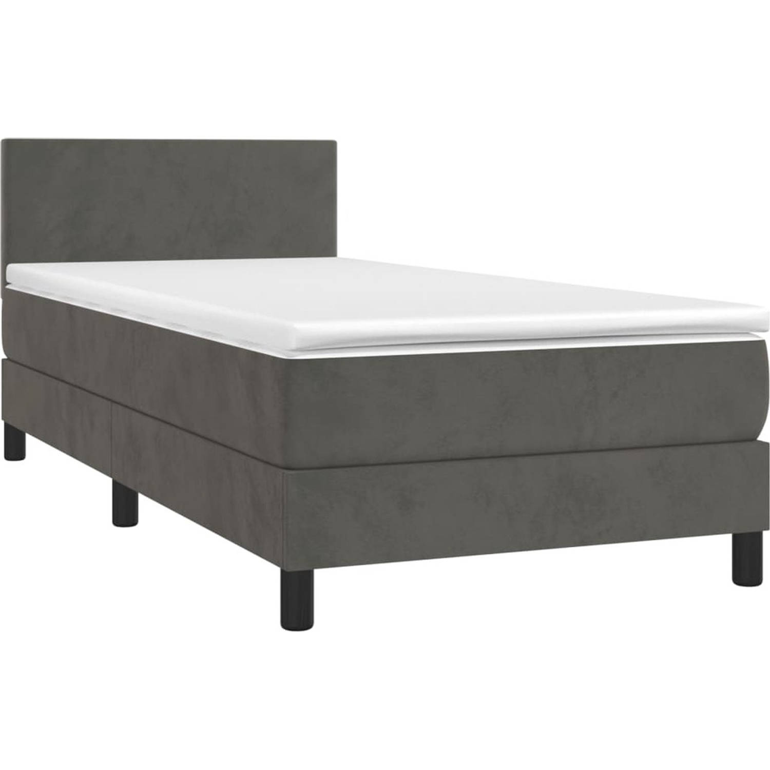 The Living Store Boxspring - fluweel bed met LED-verlichting - 100x200 cm