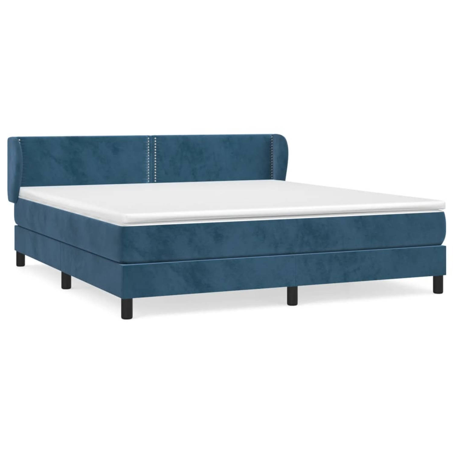 The Living Store Boxspringbed - Comfort - Bed - 203 x 183 x 78/88 cm - Donkerblauw